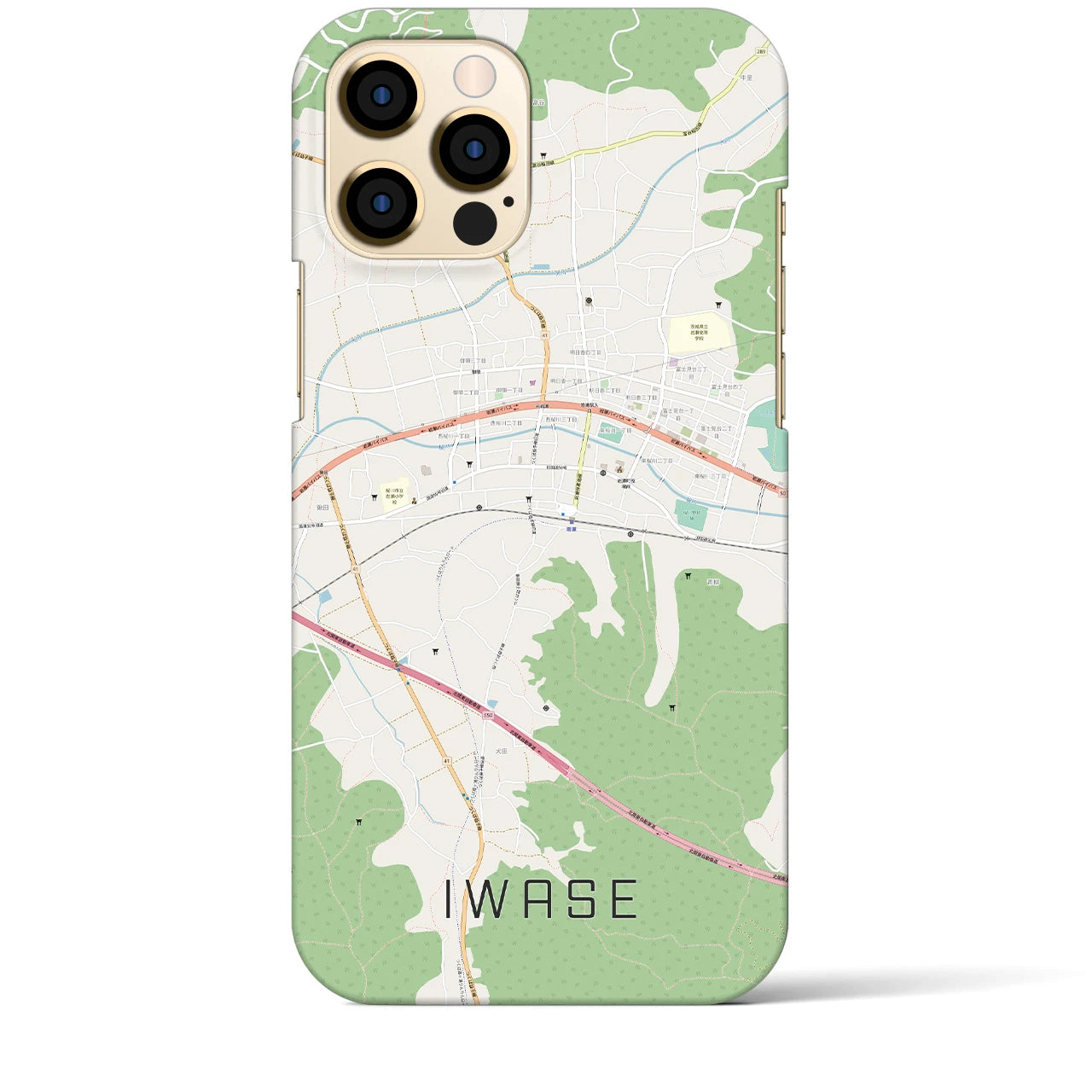 【岩瀬】地図柄iPhoneケース（バックカバータイプ・ナチュラル）iPhone 12 Pro Max 用