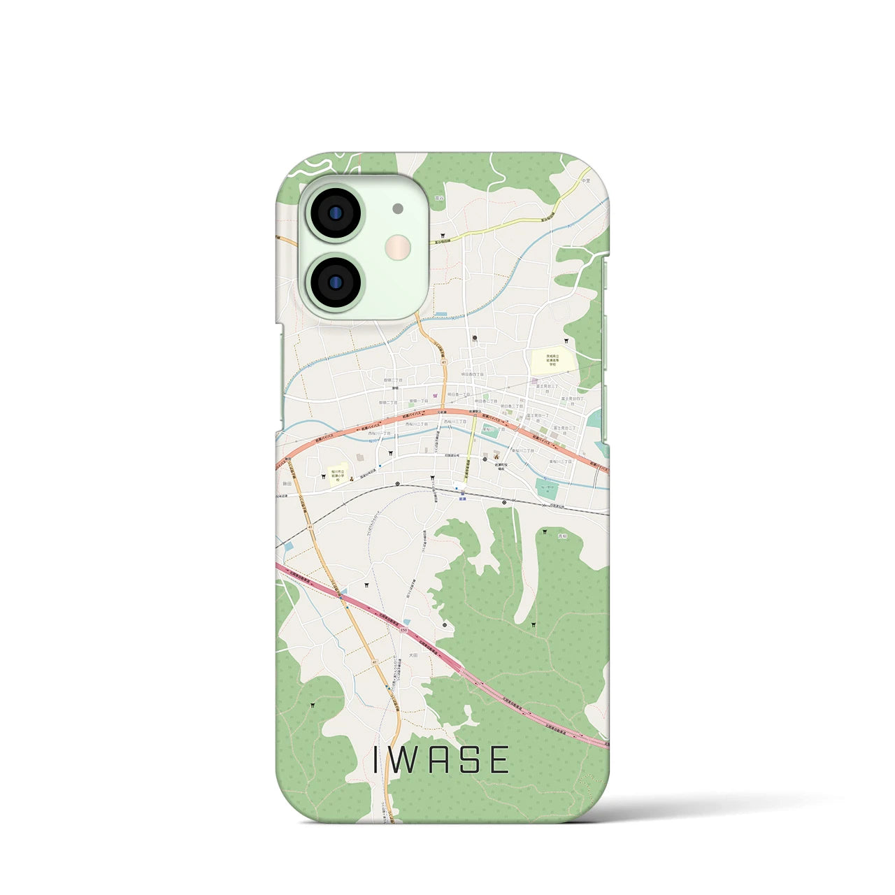 【岩瀬】地図柄iPhoneケース（バックカバータイプ・ナチュラル）iPhone 12 mini 用