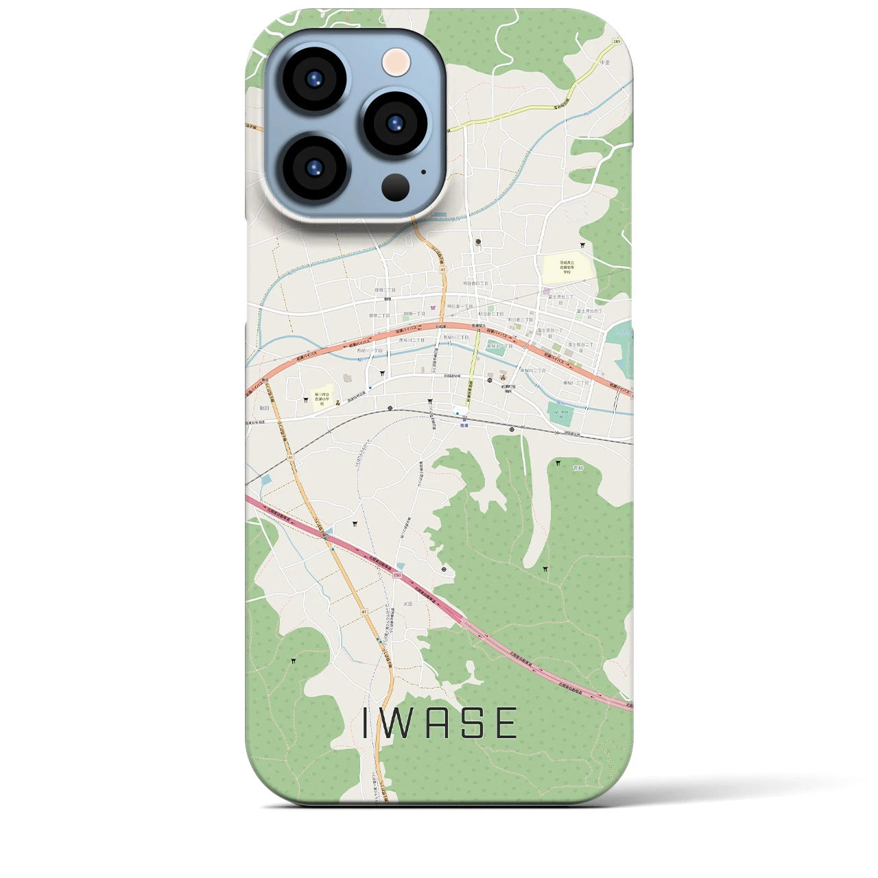 【岩瀬】地図柄iPhoneケース（バックカバータイプ・ナチュラル）iPhone 13 Pro Max 用