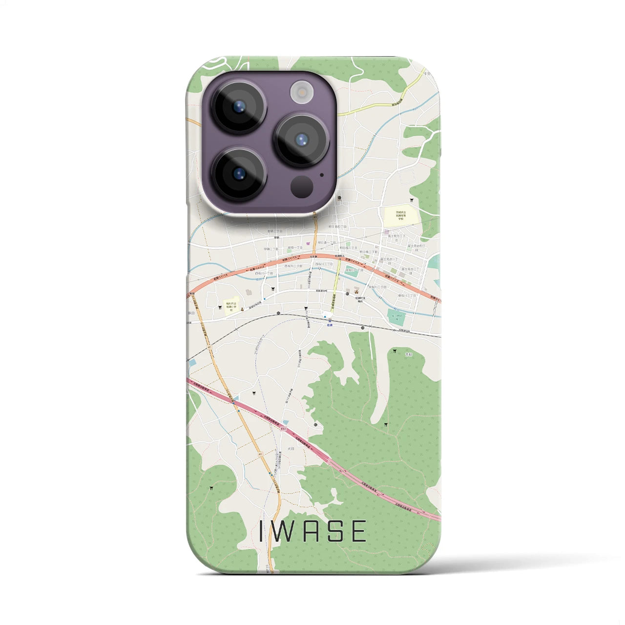 【岩瀬】地図柄iPhoneケース（バックカバータイプ・ナチュラル）iPhone 14 Pro 用