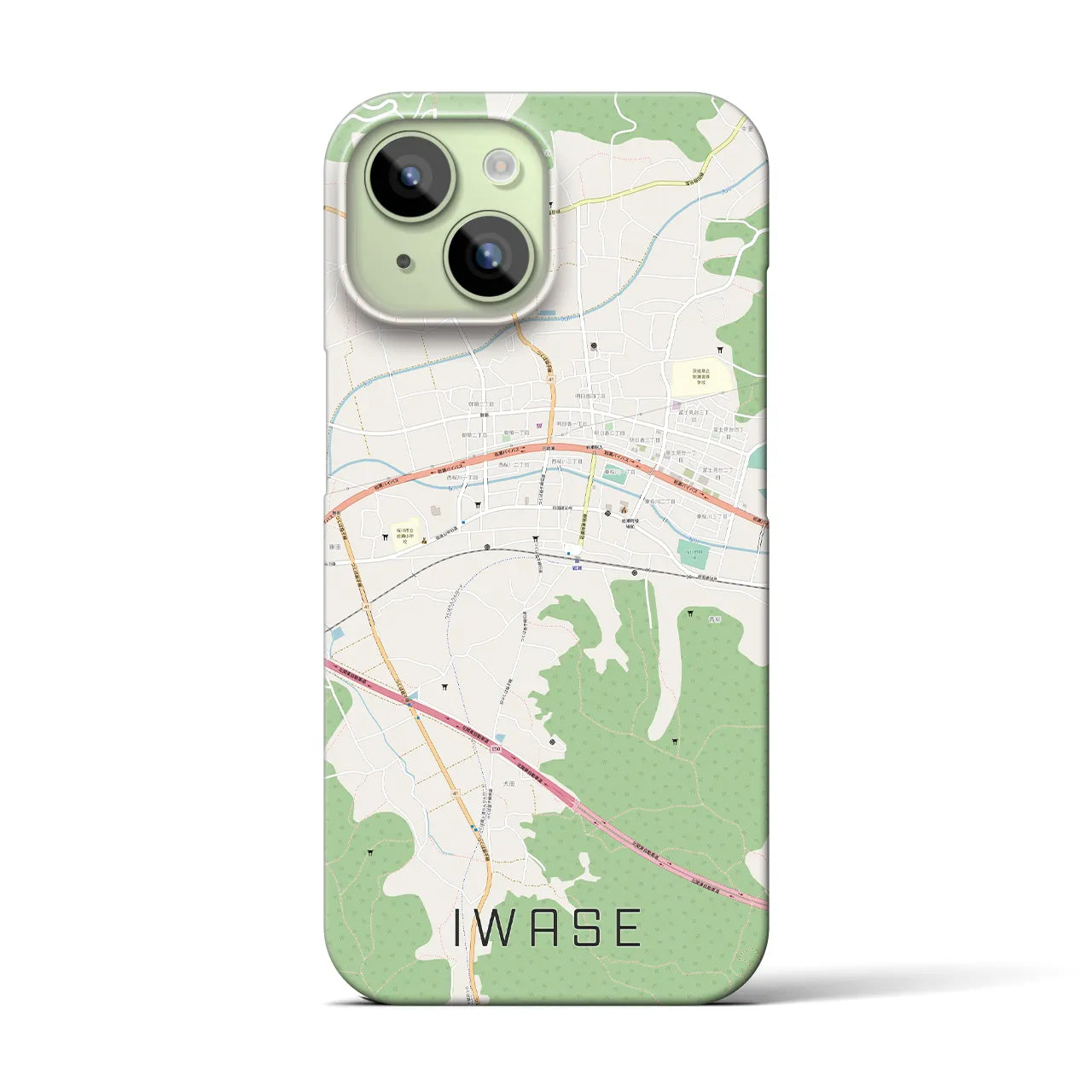 【岩瀬】地図柄iPhoneケース（バックカバータイプ・ナチュラル）iPhone 15 用
