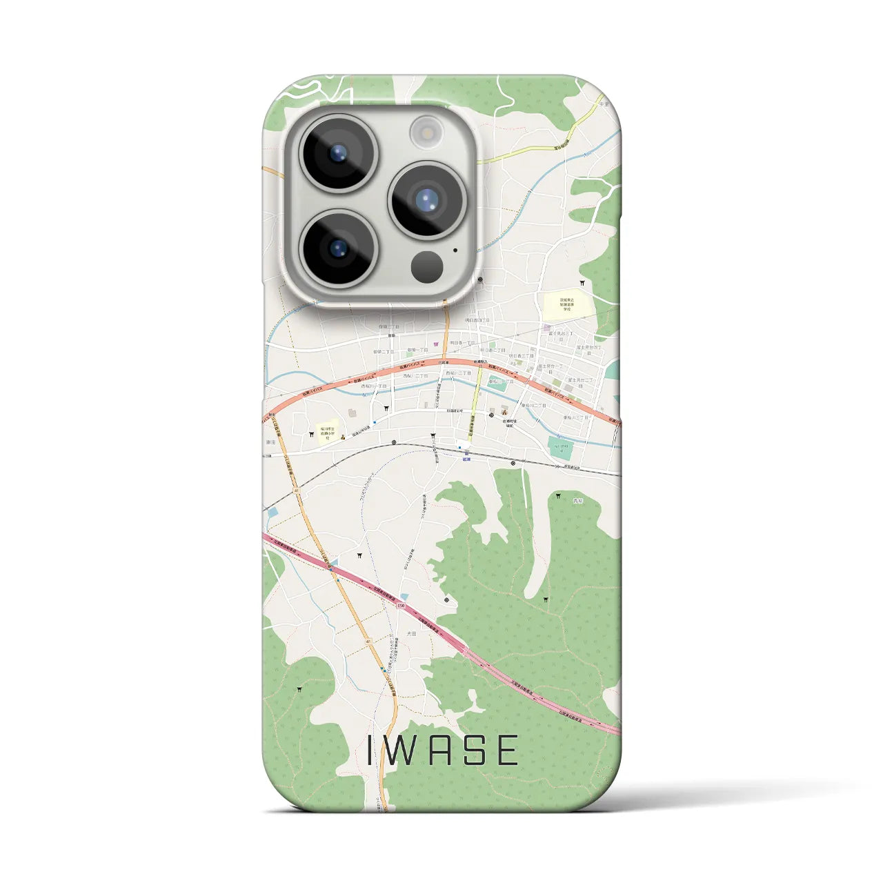 【岩瀬】地図柄iPhoneケース（バックカバータイプ・ナチュラル）iPhone 15 Pro 用