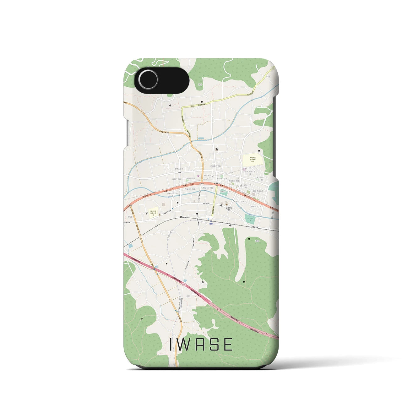 【岩瀬】地図柄iPhoneケース（バックカバータイプ・ナチュラル）iPhone SE（第3 / 第2世代） / 8 / 7 / 6s / 6 用