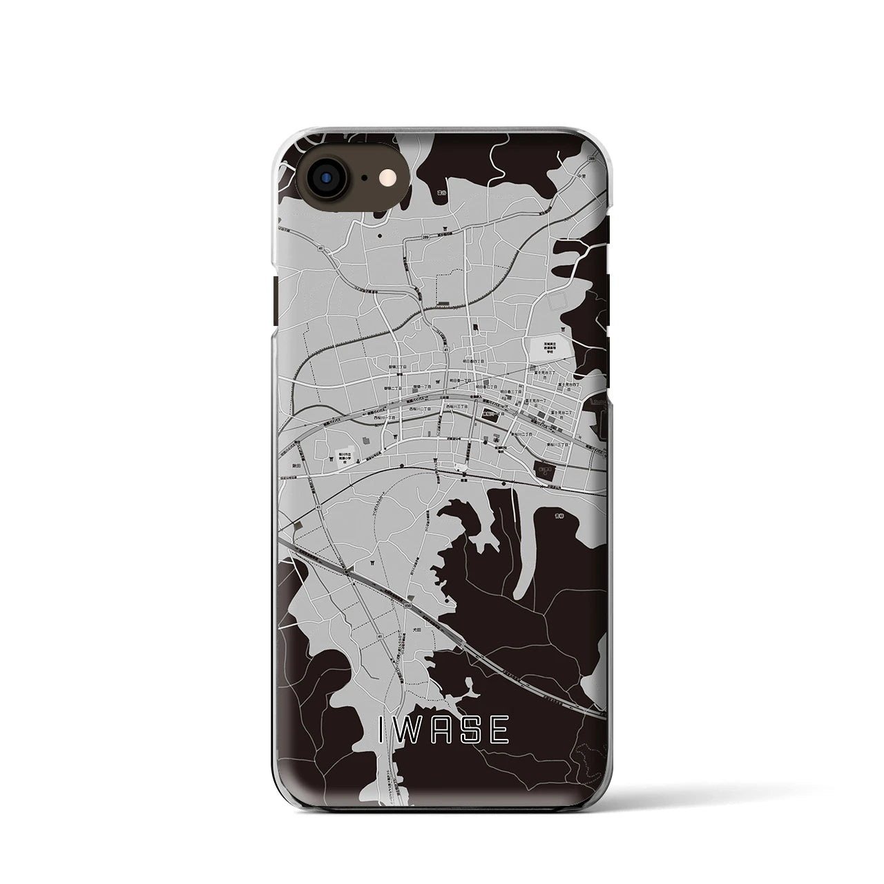 【岩瀬】地図柄iPhoneケース（クリアタイプ・モノトーン）iPhone SE（第3 / 第2世代） / 8 / 7 / 6s / 6 用