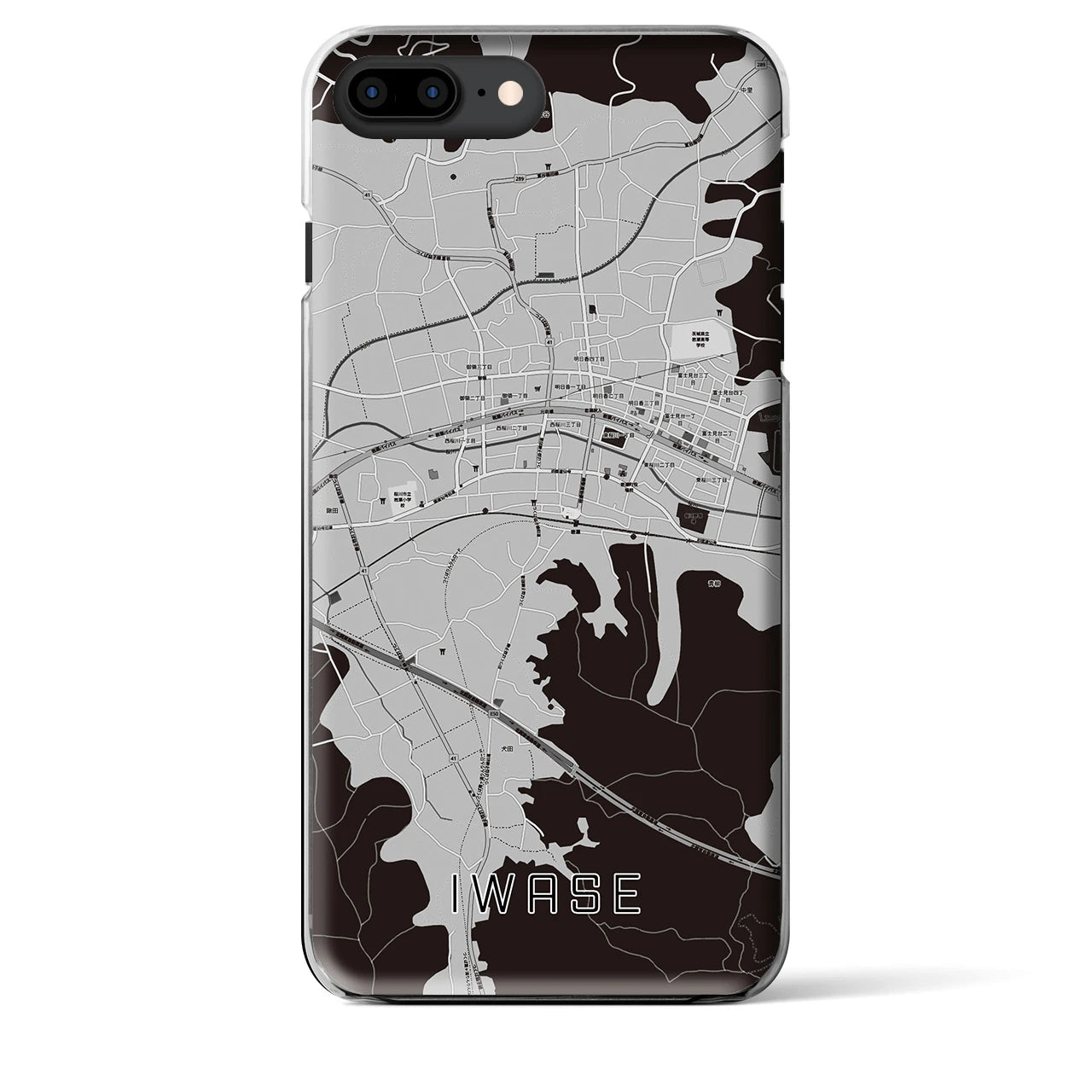 【岩瀬】地図柄iPhoneケース（クリアタイプ・モノトーン）iPhone 8Plus /7Plus / 6sPlus / 6Plus 用