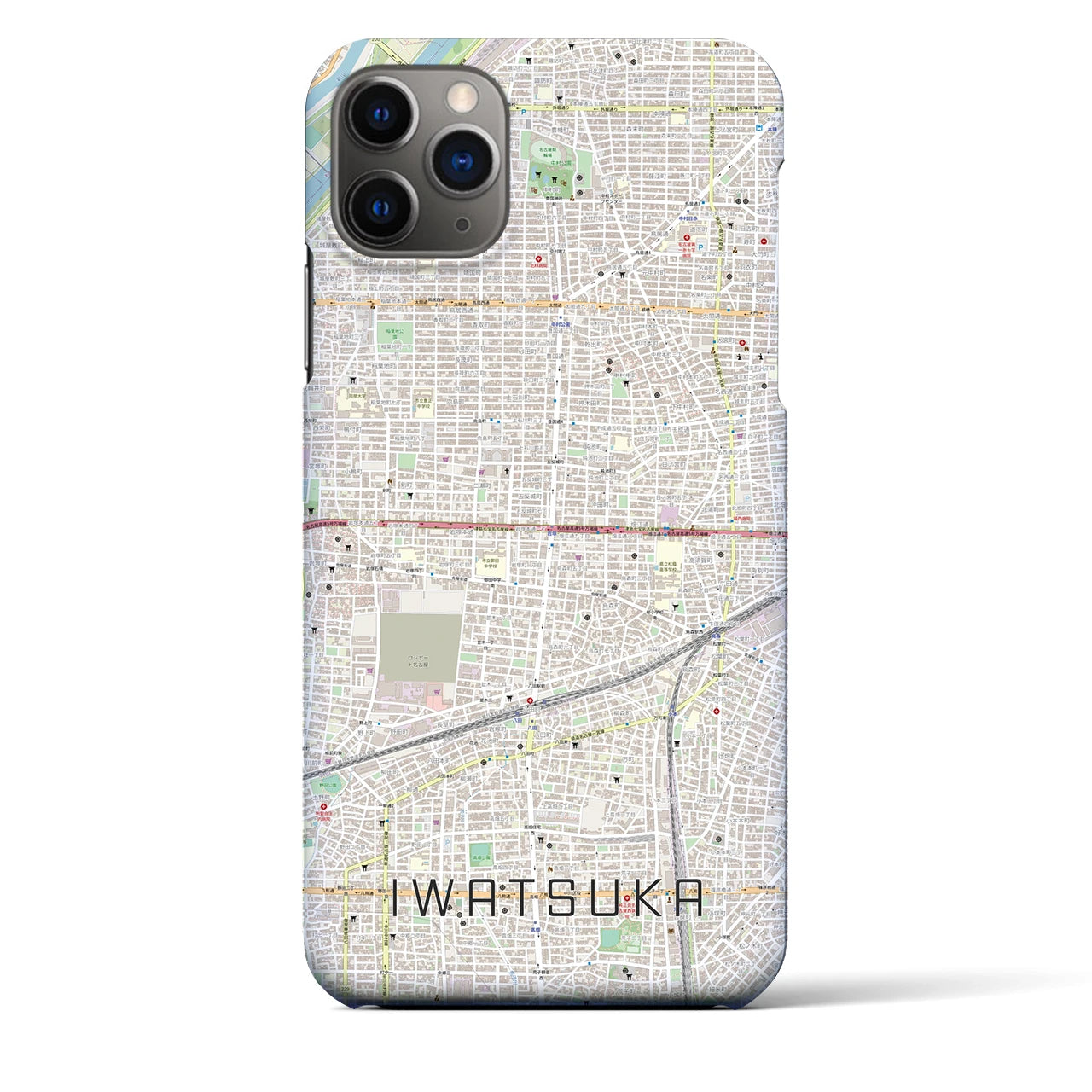 【岩塚】地図柄iPhoneケース（バックカバータイプ・ナチュラル）iPhone 11 Pro Max 用