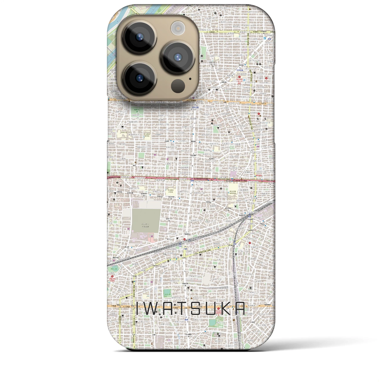 【岩塚】地図柄iPhoneケース（バックカバータイプ・ナチュラル）iPhone 14 Pro Max 用