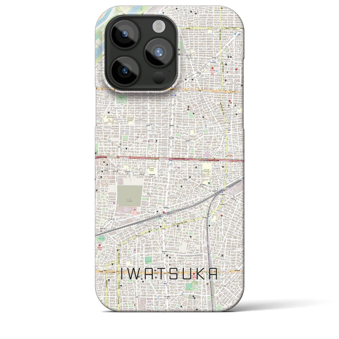 【岩塚】地図柄iPhoneケース（バックカバータイプ・ナチュラル）iPhone 15 Pro Max 用