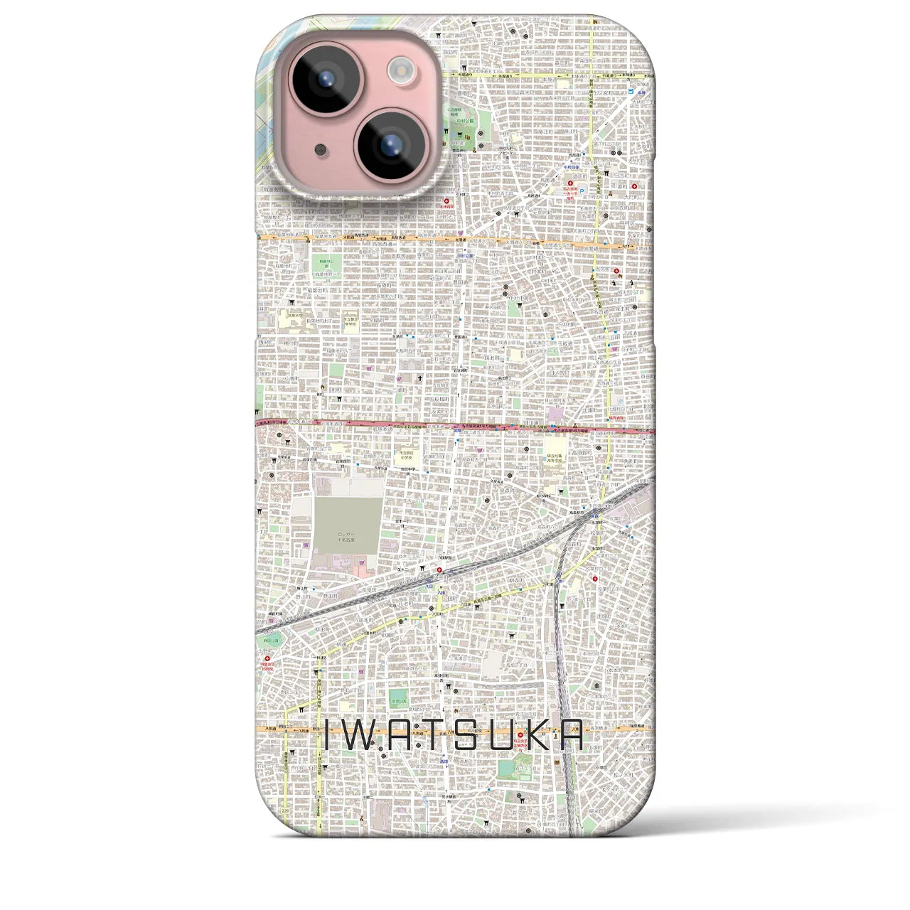 【岩塚】地図柄iPhoneケース（バックカバータイプ・ナチュラル）iPhone 15 Plus 用