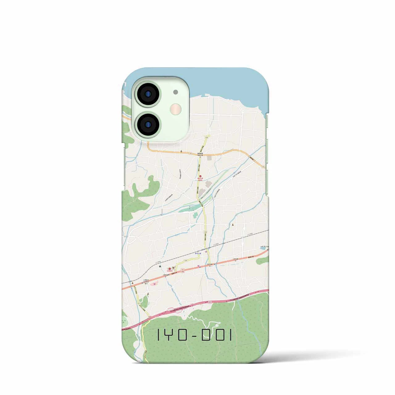 【伊予土居】地図柄iPhoneケース（バックカバータイプ・ナチュラル）iPhone 12 mini 用