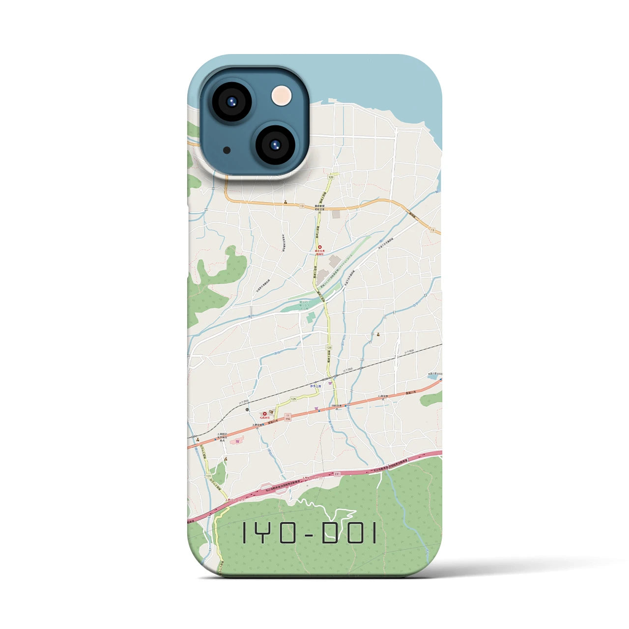 【伊予土居】地図柄iPhoneケース（バックカバータイプ・ナチュラル）iPhone 13 用