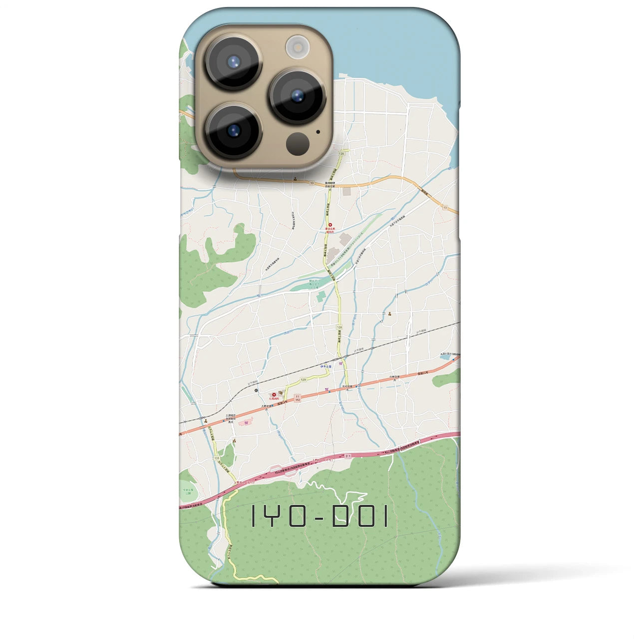 【伊予土居】地図柄iPhoneケース（バックカバータイプ・ナチュラル）iPhone 14 Pro Max 用