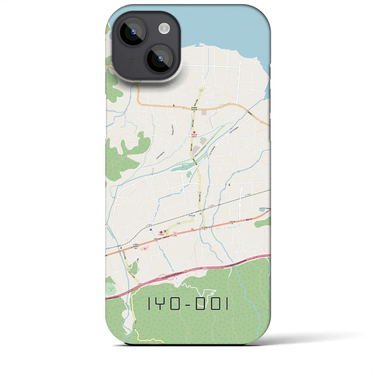 【伊予土居】地図柄iPhoneケース（バックカバータイプ・ナチュラル）iPhone 14 Plus 用
