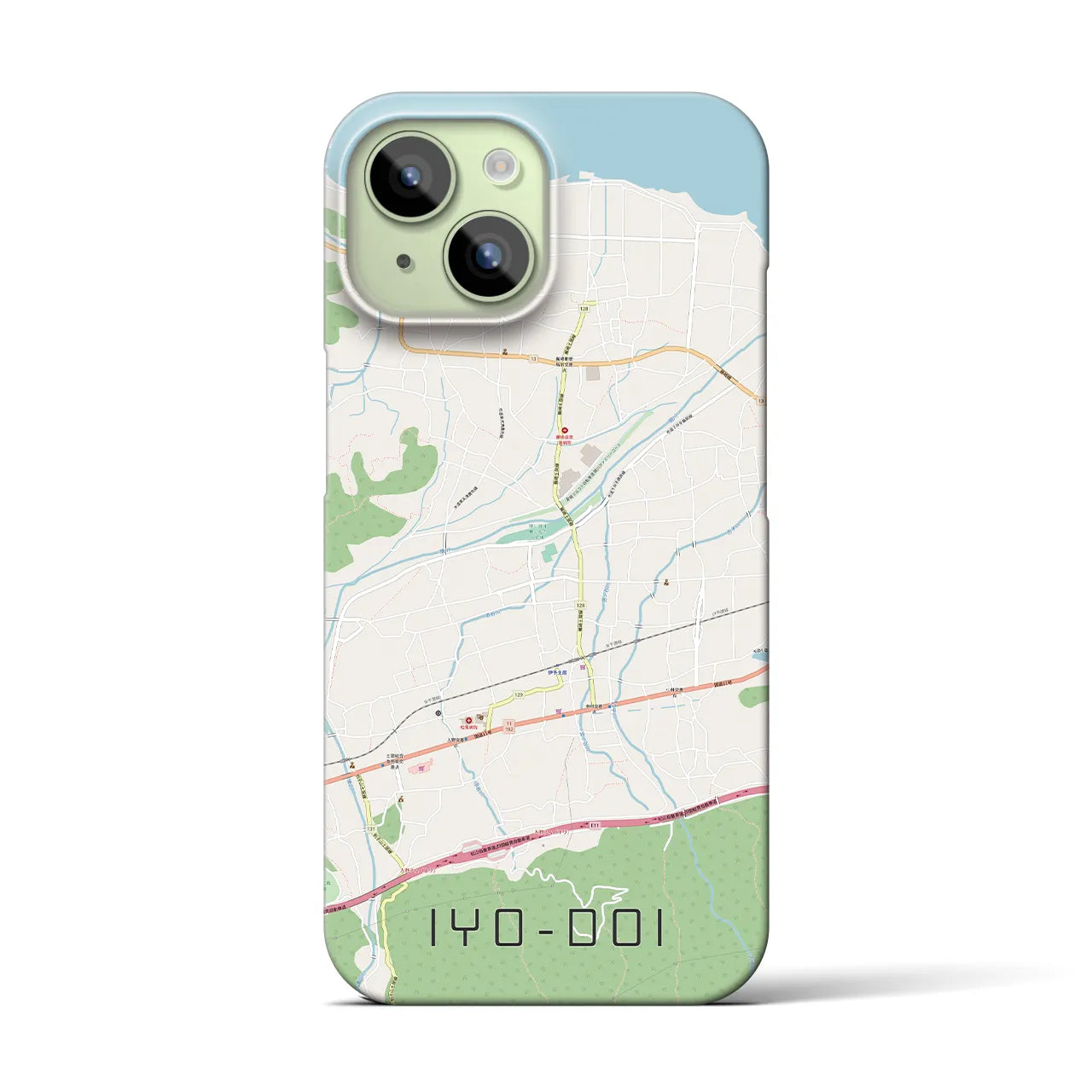 【伊予土居】地図柄iPhoneケース（バックカバータイプ・ナチュラル）iPhone 15 用