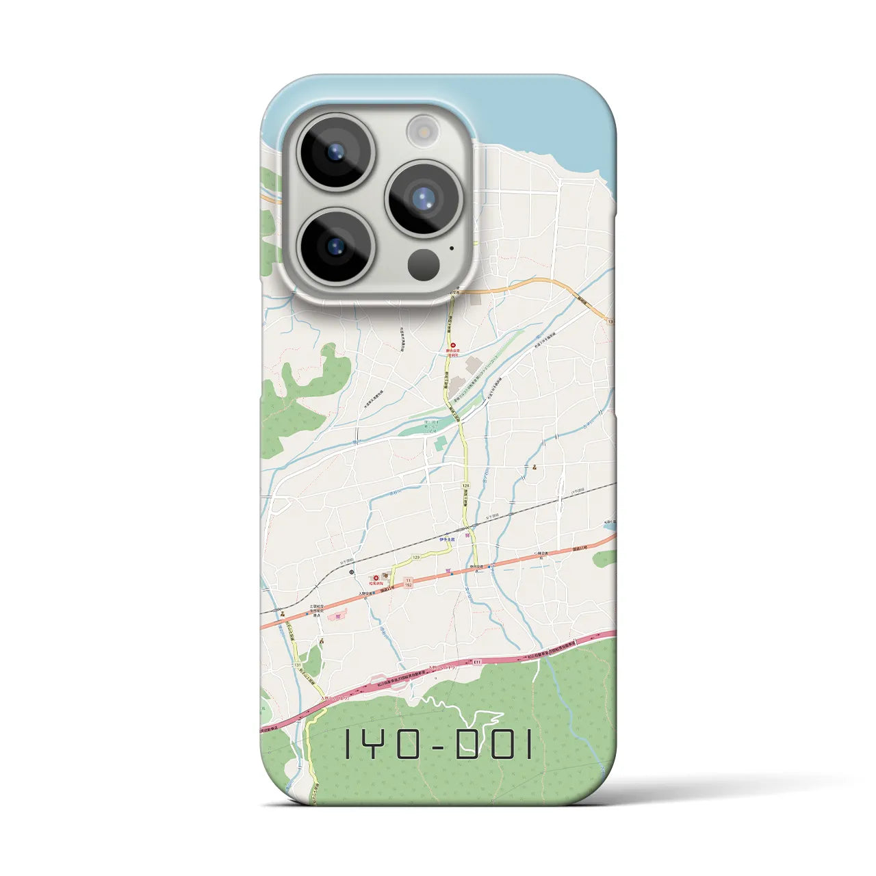 【伊予土居】地図柄iPhoneケース（バックカバータイプ・ナチュラル）iPhone 15 Pro 用