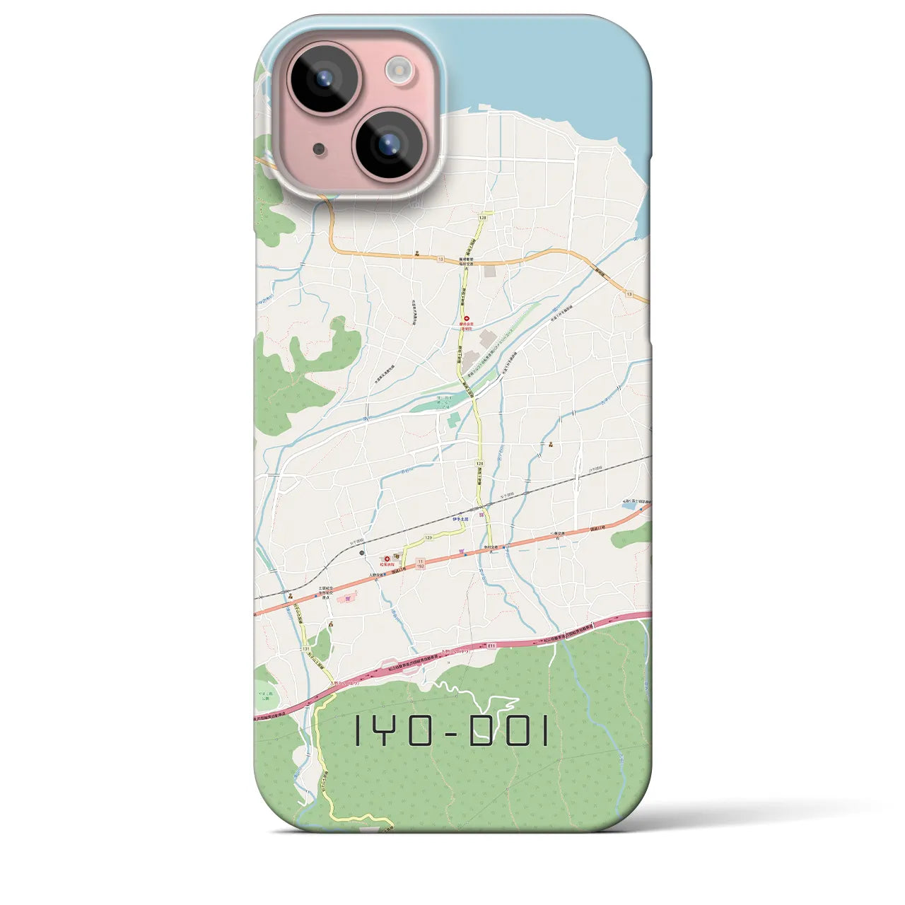 【伊予土居】地図柄iPhoneケース（バックカバータイプ・ナチュラル）iPhone 15 Plus 用