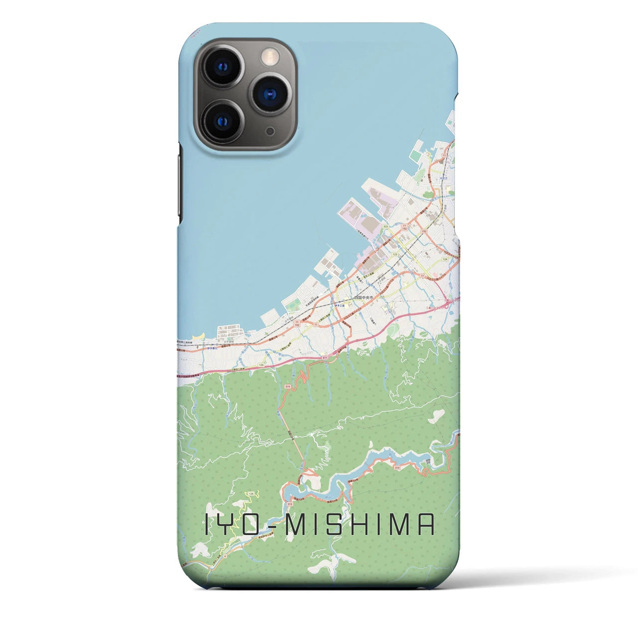 【伊予三島】地図柄iPhoneケース（バックカバータイプ・ナチュラル）iPhone 11 Pro Max 用