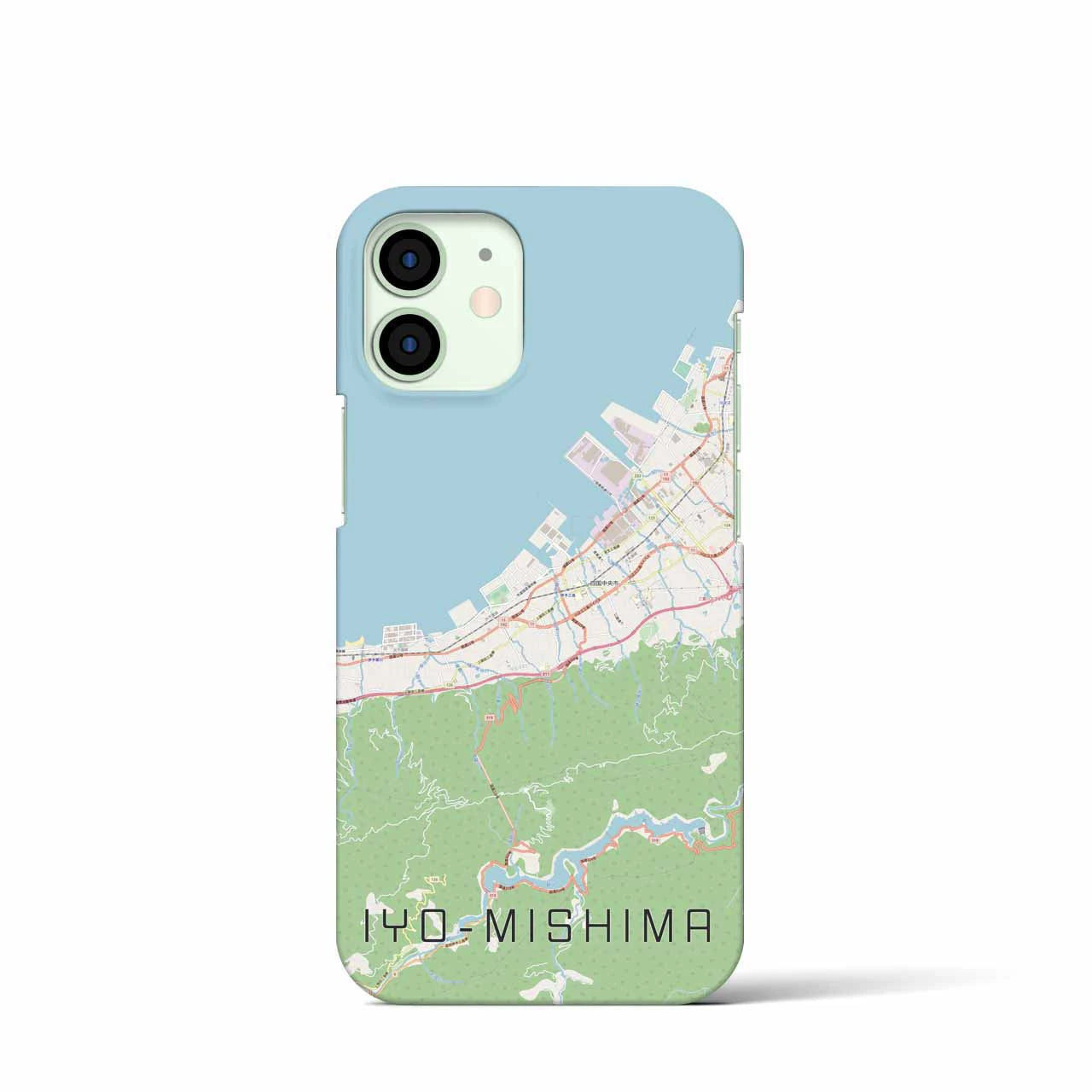 【伊予三島】地図柄iPhoneケース（バックカバータイプ・ナチュラル）iPhone 12 mini 用