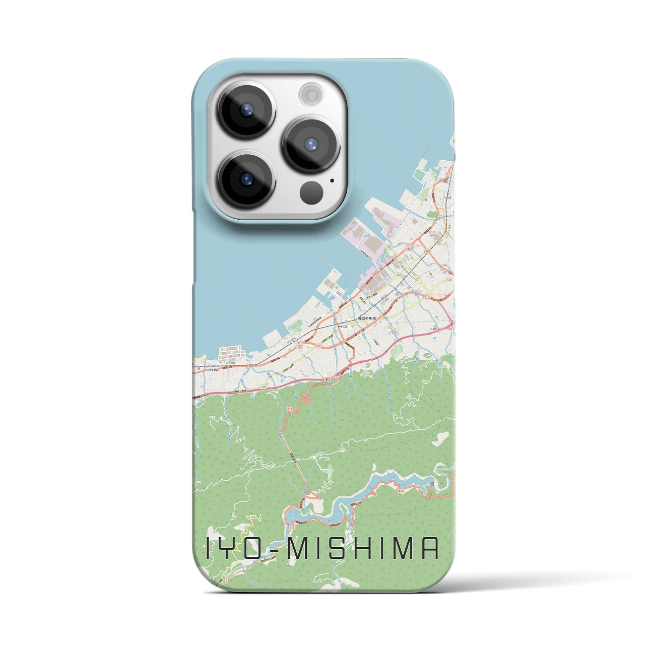 【伊予三島】地図柄iPhoneケース（バックカバータイプ・ナチュラル）iPhone 14 Pro 用