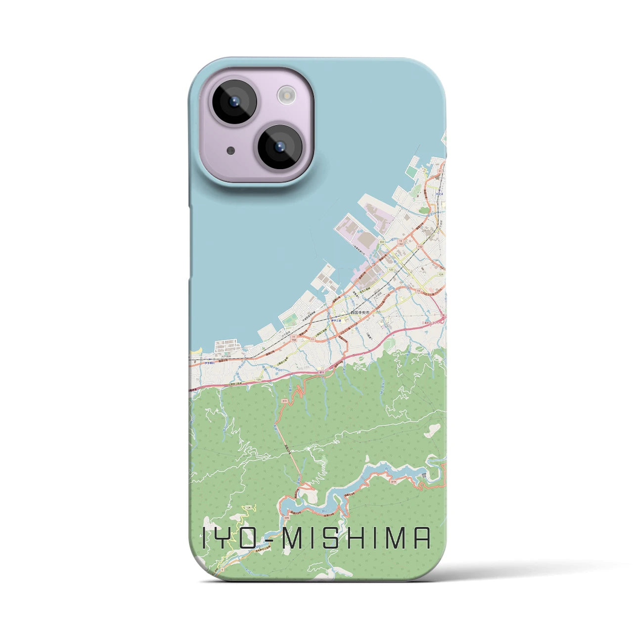 【伊予三島】地図柄iPhoneケース（バックカバータイプ・ナチュラル）iPhone 14 用