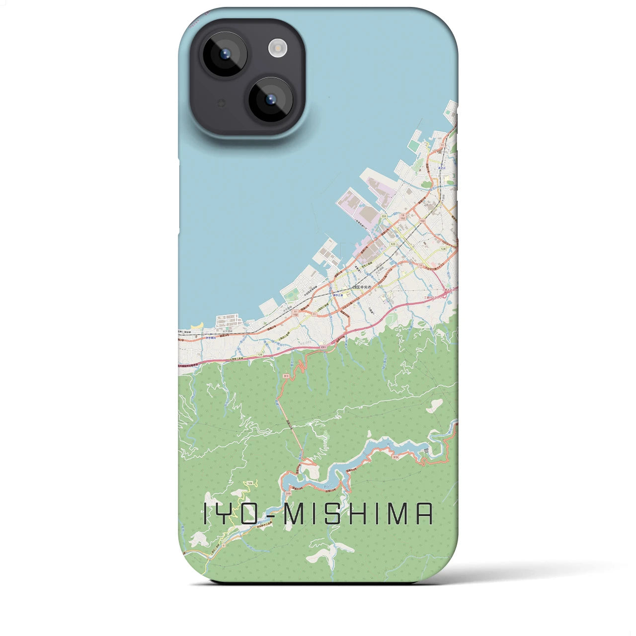 【伊予三島】地図柄iPhoneケース（バックカバータイプ・ナチュラル）iPhone 14 Plus 用
