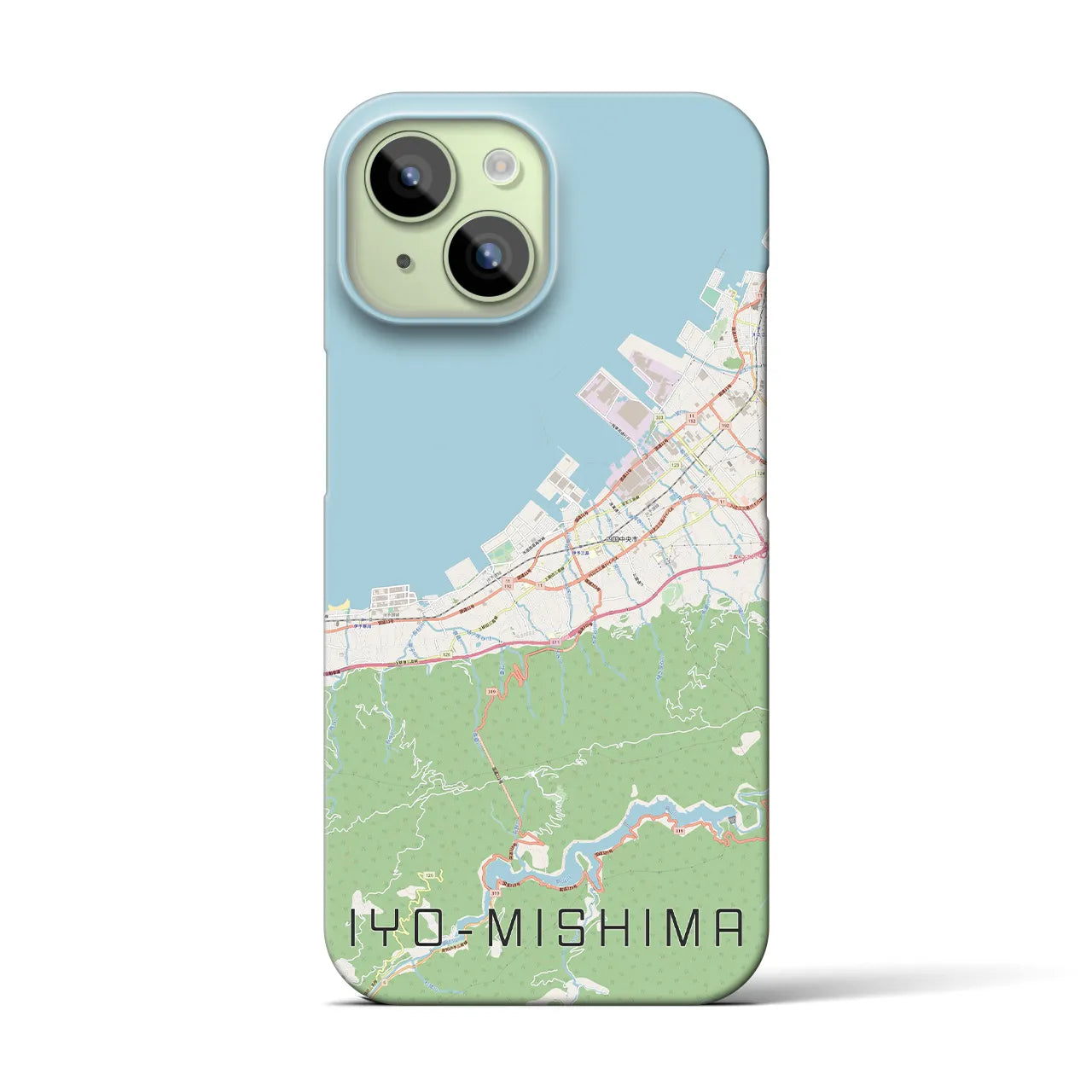 【伊予三島】地図柄iPhoneケース（バックカバータイプ・ナチュラル）iPhone 15 用