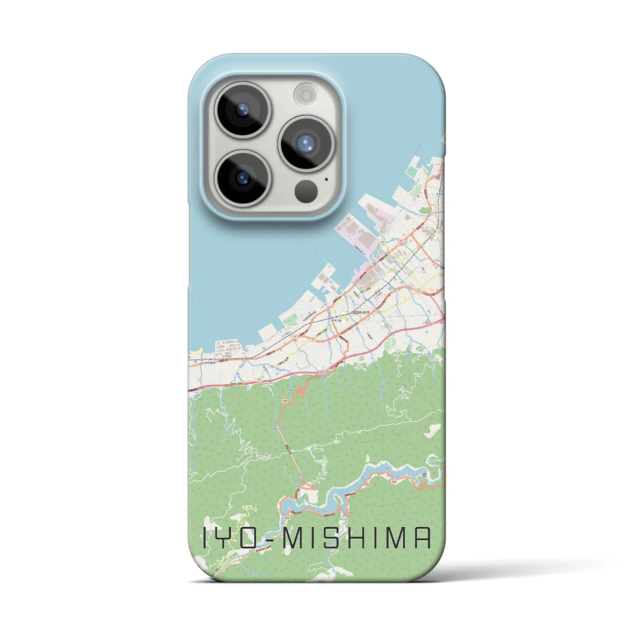 【伊予三島】地図柄iPhoneケース（バックカバータイプ・ナチュラル）iPhone 15 Pro 用