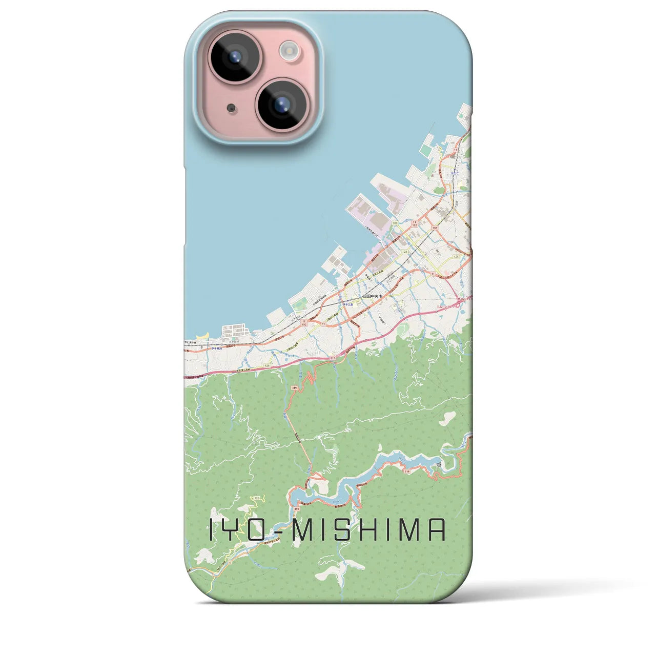【伊予三島】地図柄iPhoneケース（バックカバータイプ・ナチュラル）iPhone 15 Plus 用