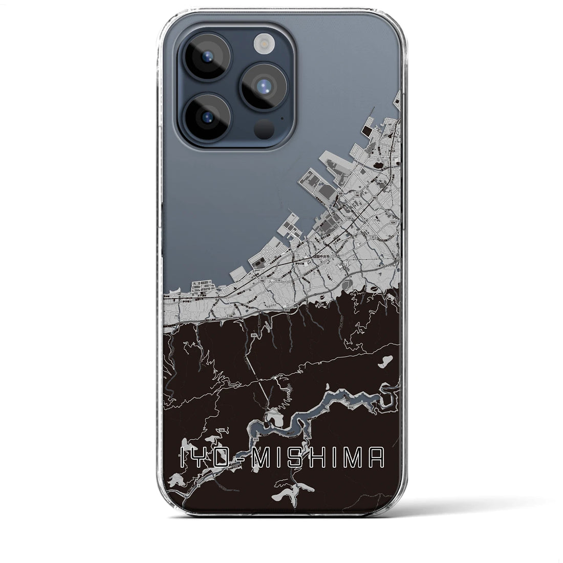 【伊予三島】地図柄iPhoneケース（クリアタイプ・モノトーン）iPhone 15 Pro Max 用