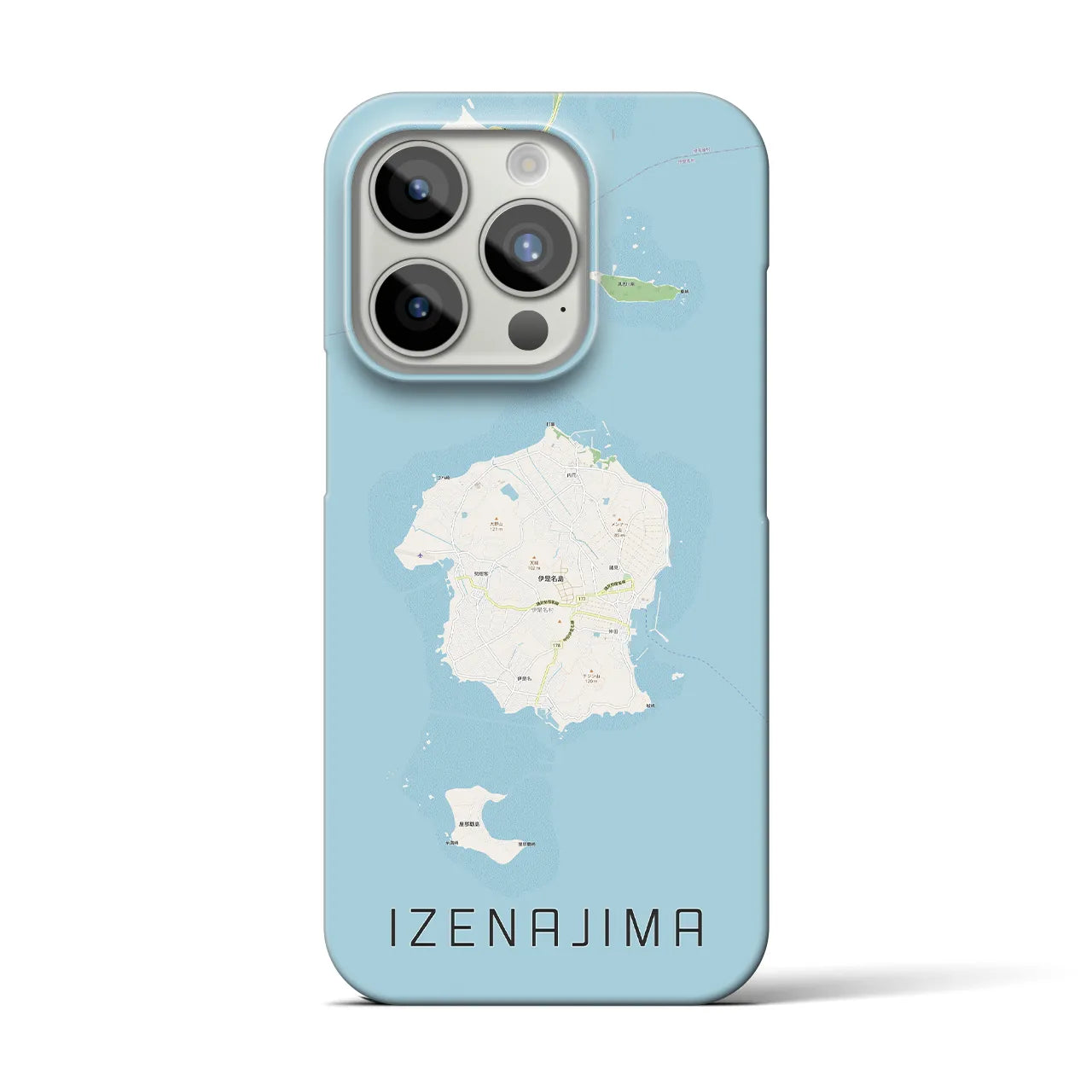 【伊是名島】地図柄iPhoneケース（バックカバータイプ・ナチュラル）iPhone 15 Pro 用