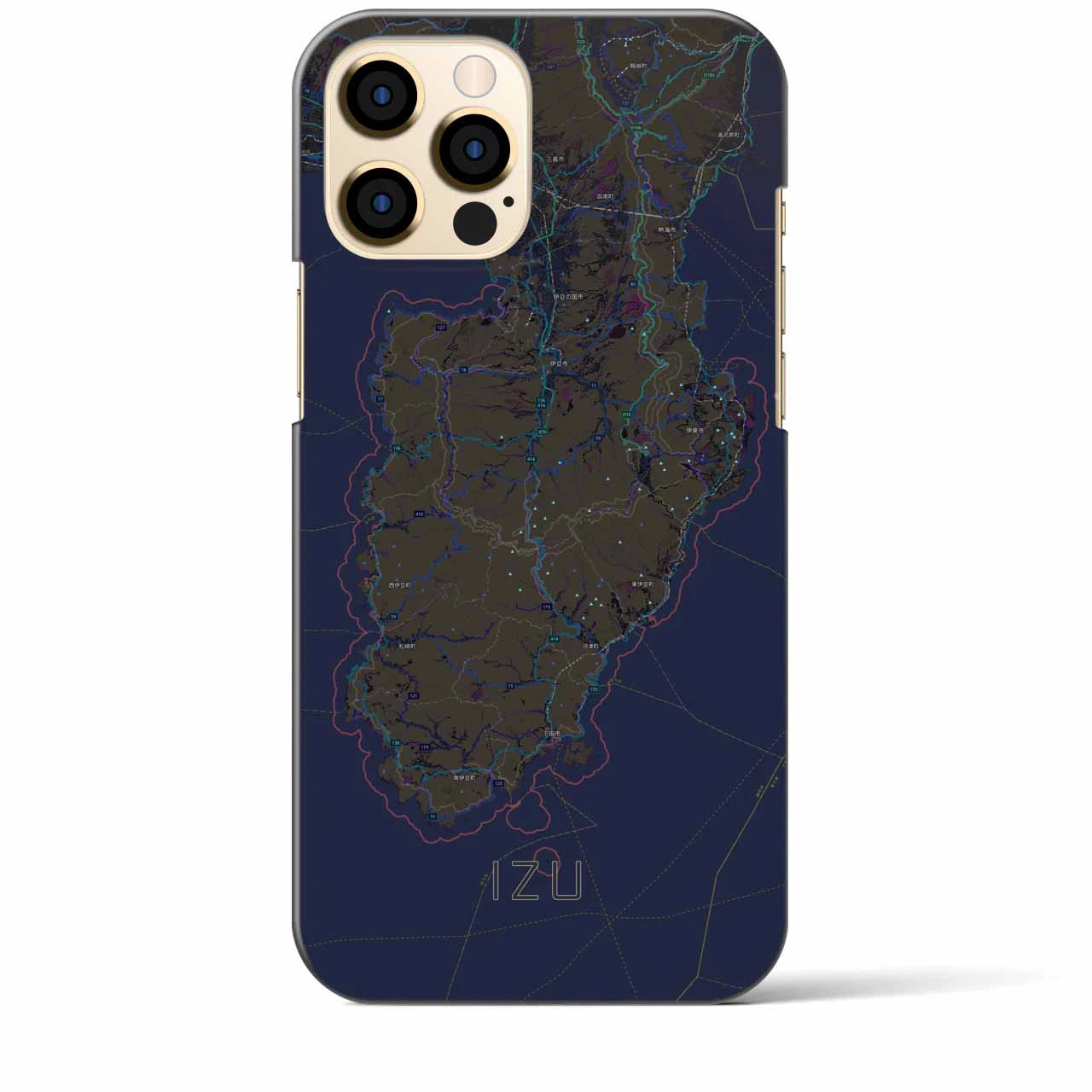 【伊豆2】地図柄iPhoneケース（バックカバータイプ・ブラック）iPhone 12 Pro Max 用