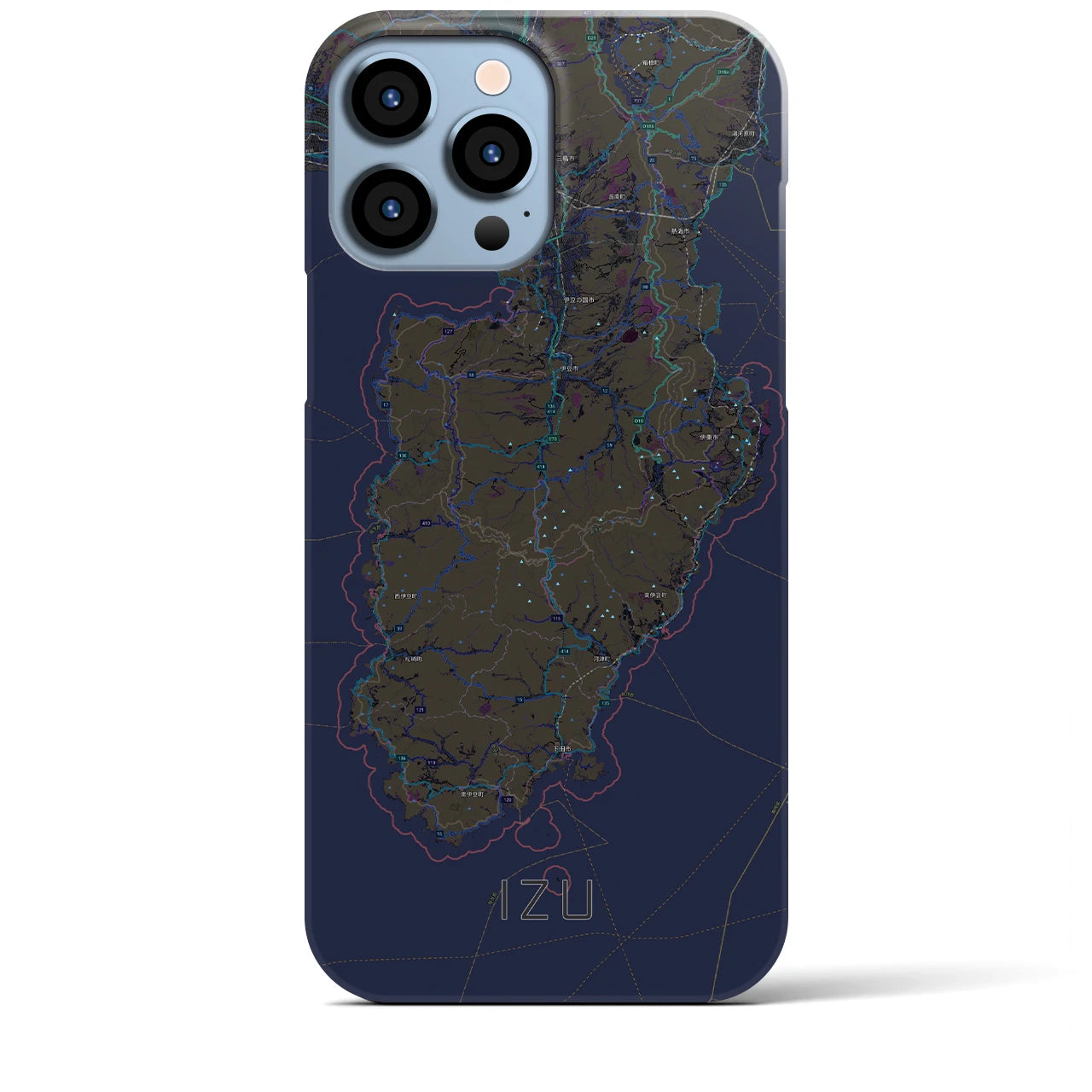 【伊豆2】地図柄iPhoneケース（バックカバータイプ・ブラック）iPhone 13 Pro Max 用