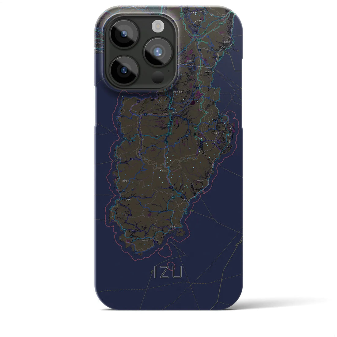 【伊豆2】地図柄iPhoneケース（バックカバータイプ・ブラック）iPhone 15 Pro Max 用