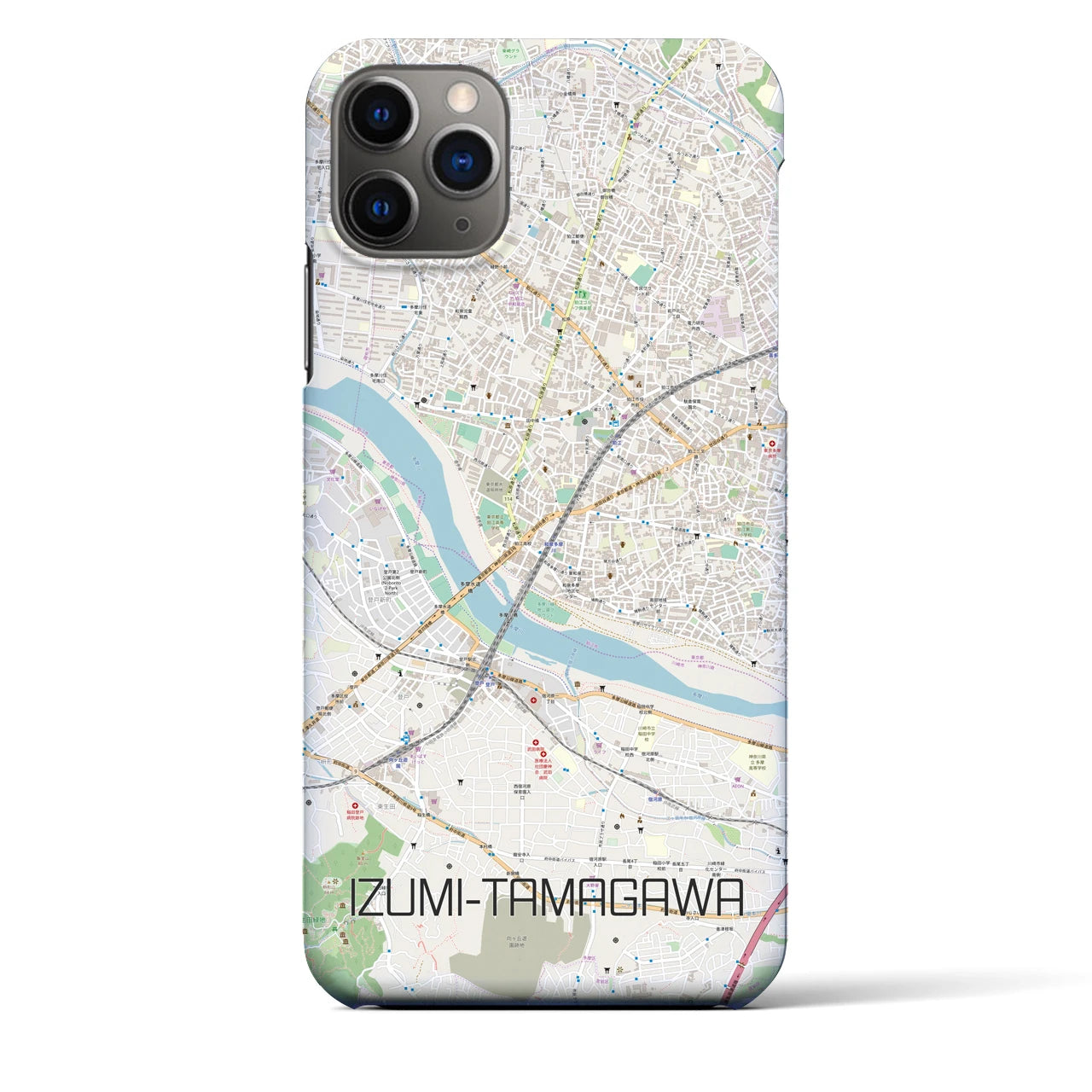 【和泉多摩川】地図柄iPhoneケース（バックカバータイプ・ナチュラル）iPhone 11 Pro Max 用