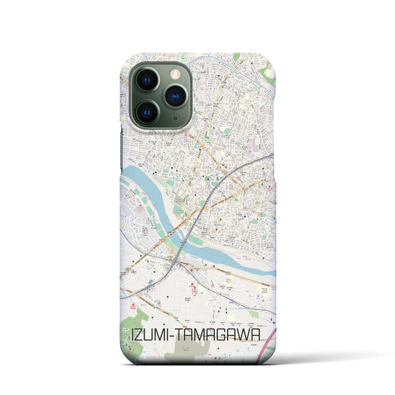 【和泉多摩川】地図柄iPhoneケース（バックカバータイプ・ナチュラル）iPhone 11 Pro 用