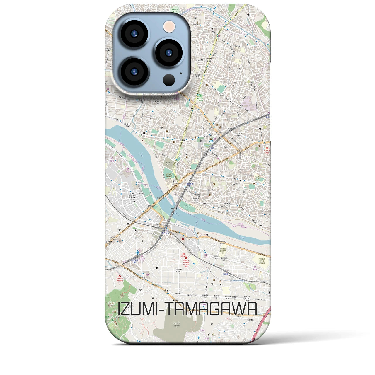 【和泉多摩川】地図柄iPhoneケース（バックカバータイプ・ナチュラル）iPhone 13 Pro Max 用