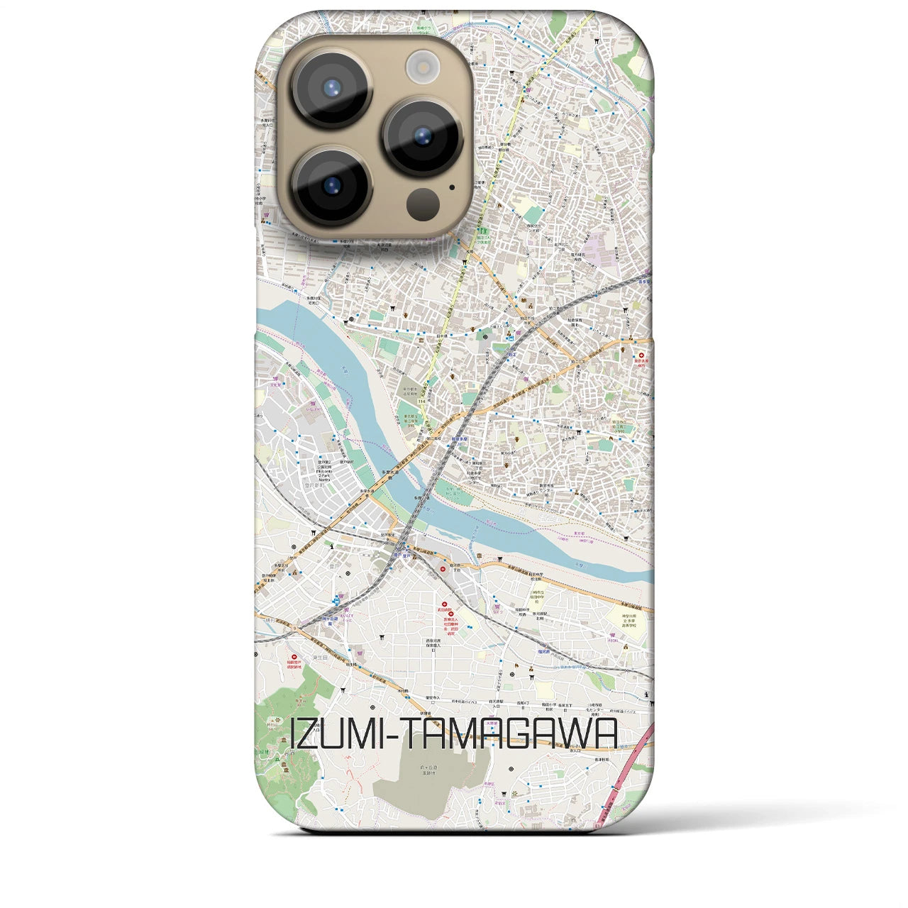 【和泉多摩川】地図柄iPhoneケース（バックカバータイプ・ナチュラル）iPhone 14 Pro Max 用
