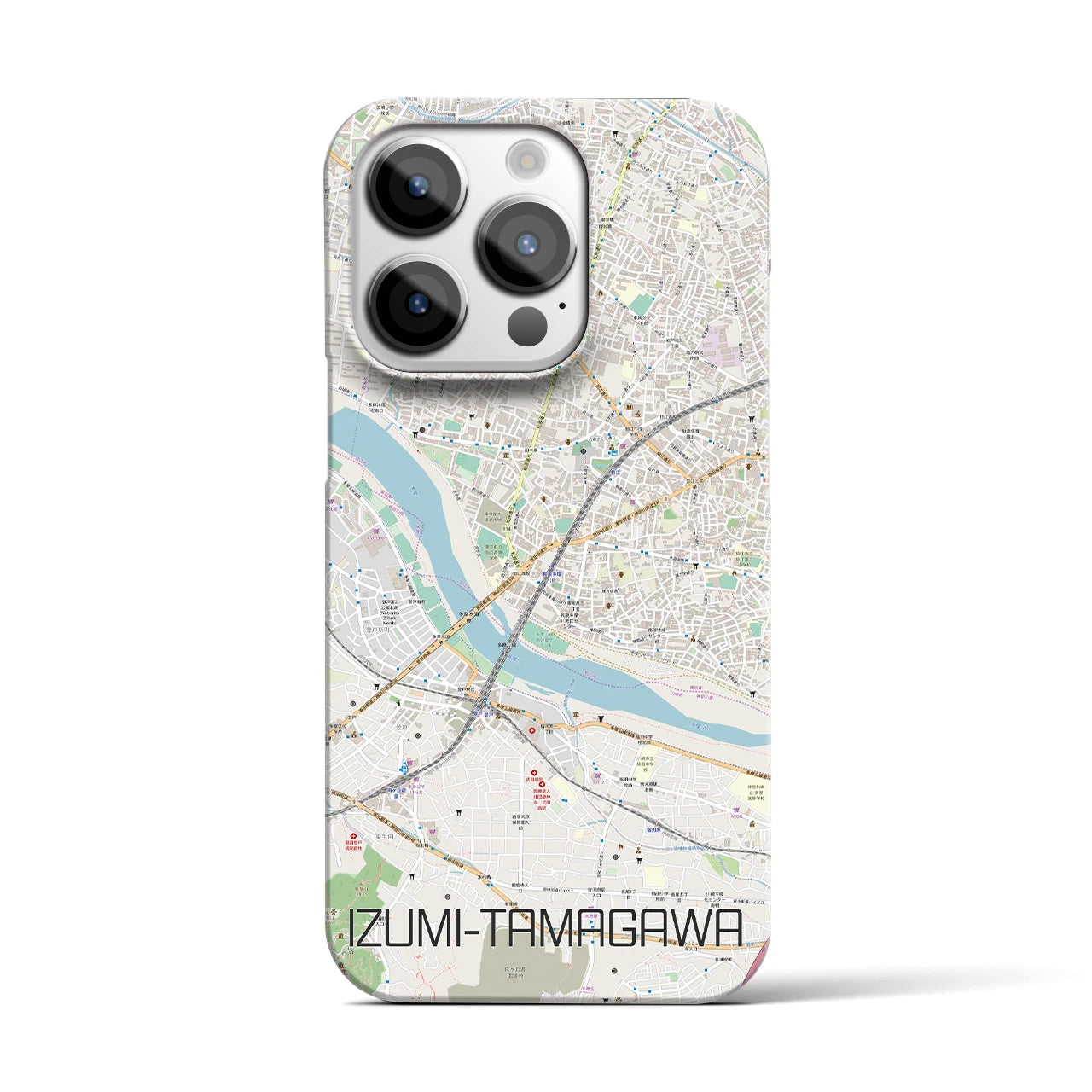 【和泉多摩川】地図柄iPhoneケース（バックカバータイプ・ナチュラル）iPhone 14 Pro 用