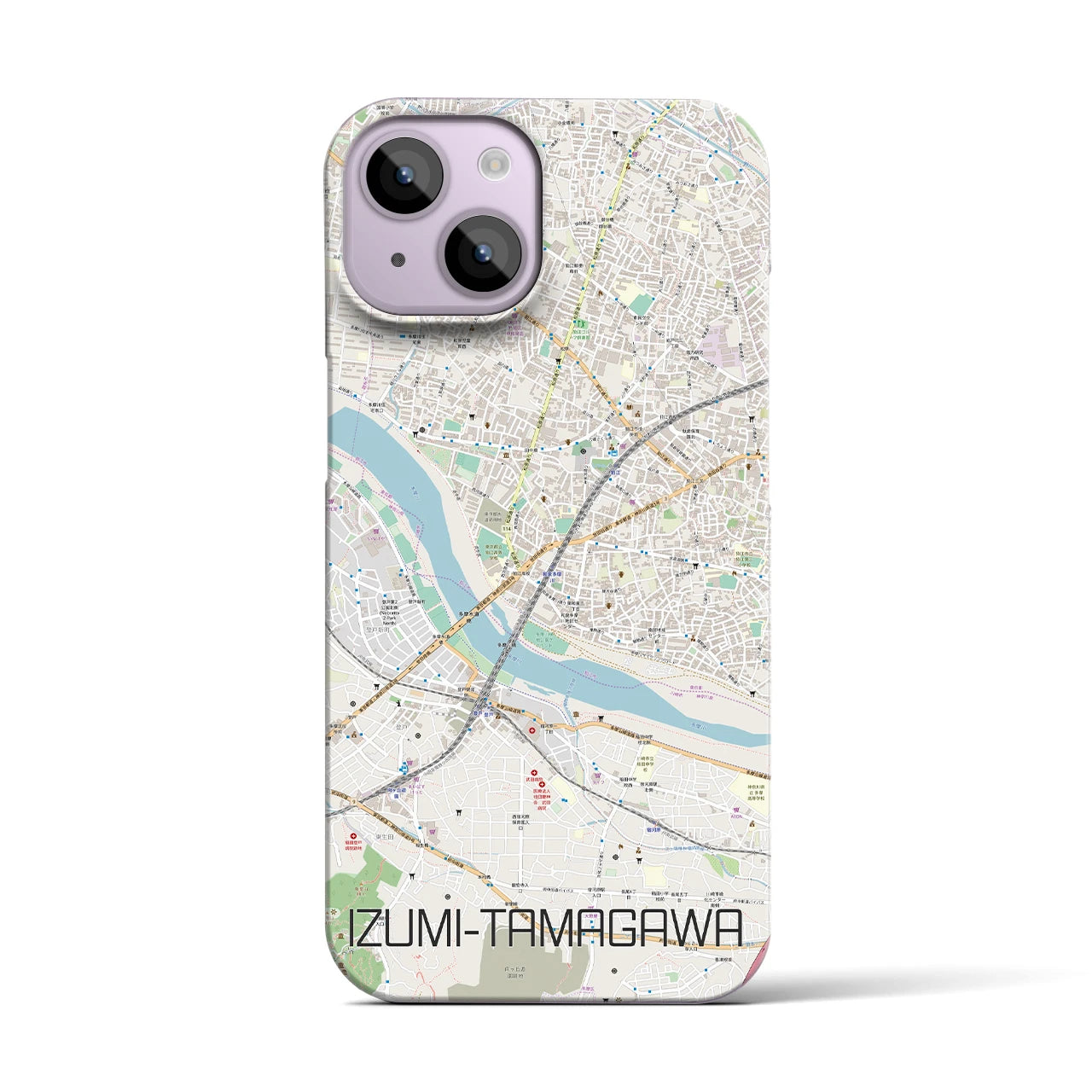 【和泉多摩川】地図柄iPhoneケース（バックカバータイプ・ナチュラル）iPhone 14 用