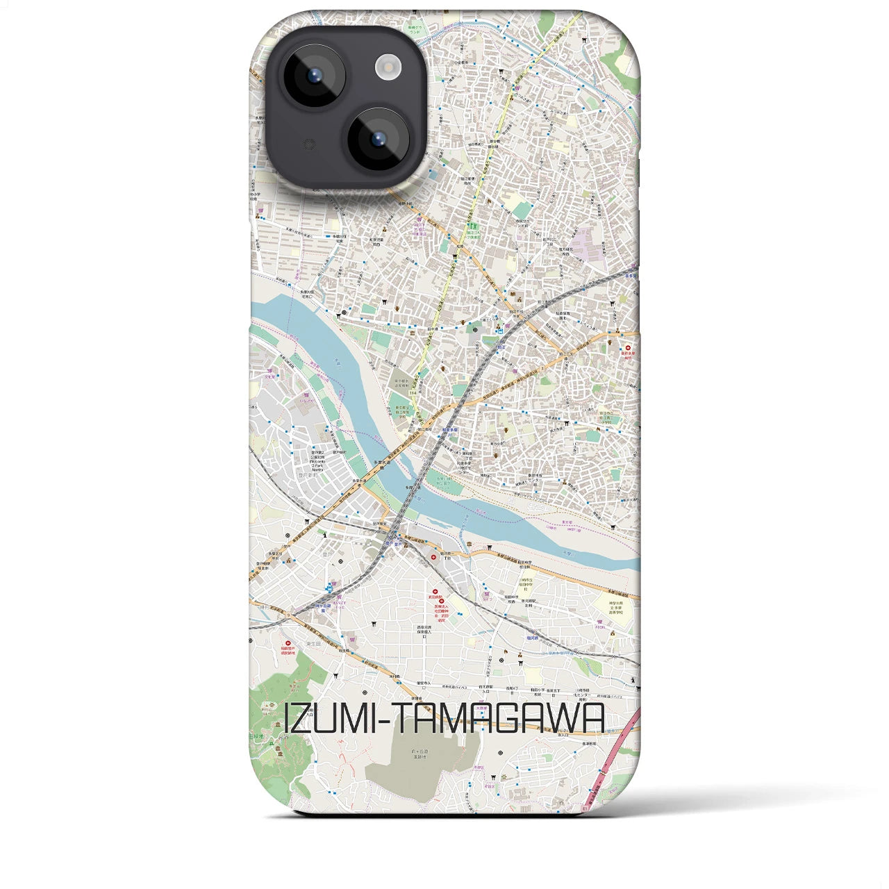 【和泉多摩川】地図柄iPhoneケース（バックカバータイプ・ナチュラル）iPhone 14 Plus 用