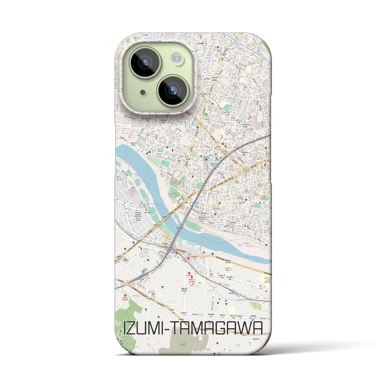 【和泉多摩川】地図柄iPhoneケース（バックカバータイプ・ナチュラル）iPhone 15 用