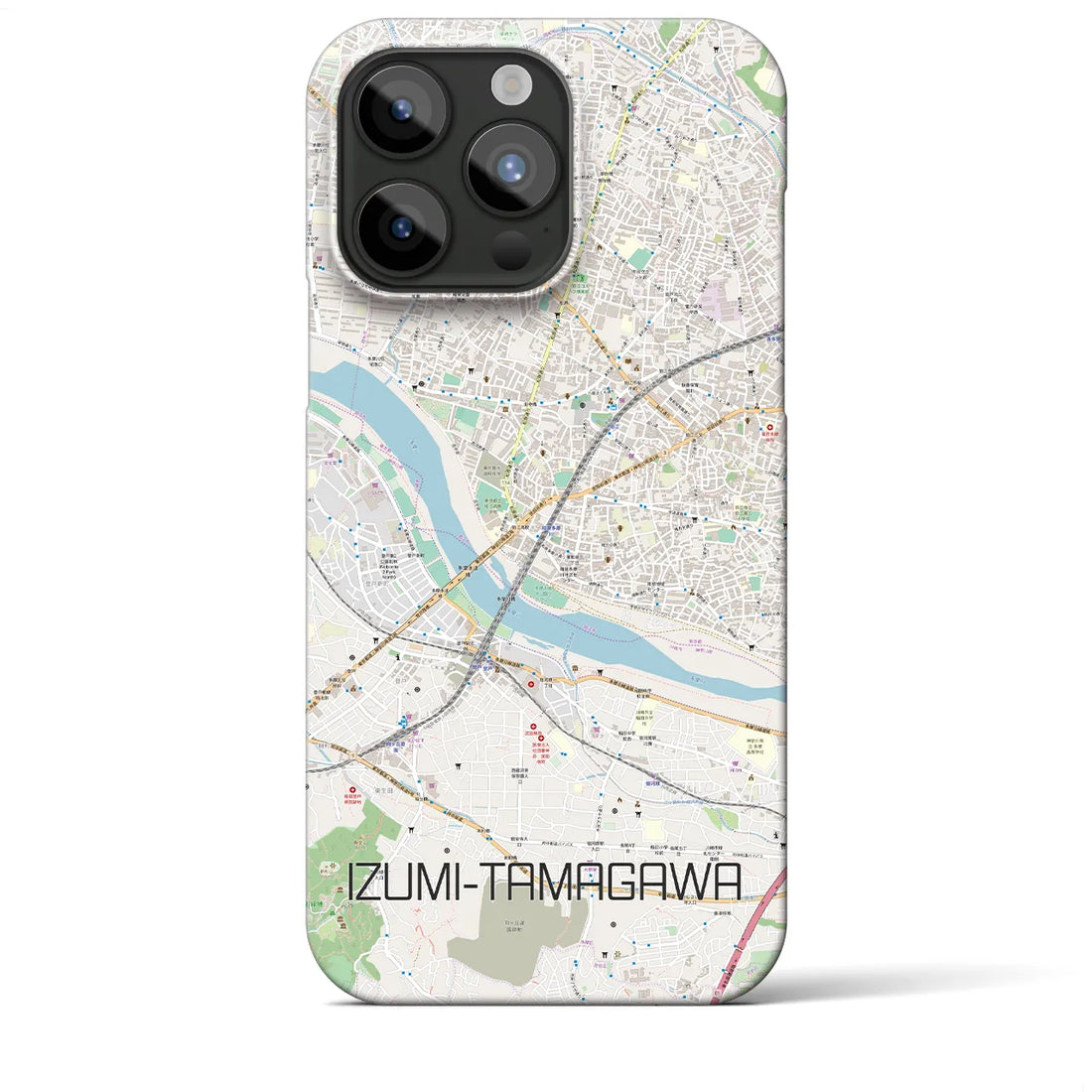 【和泉多摩川】地図柄iPhoneケース（バックカバータイプ・ナチュラル）iPhone 15 Pro Max 用