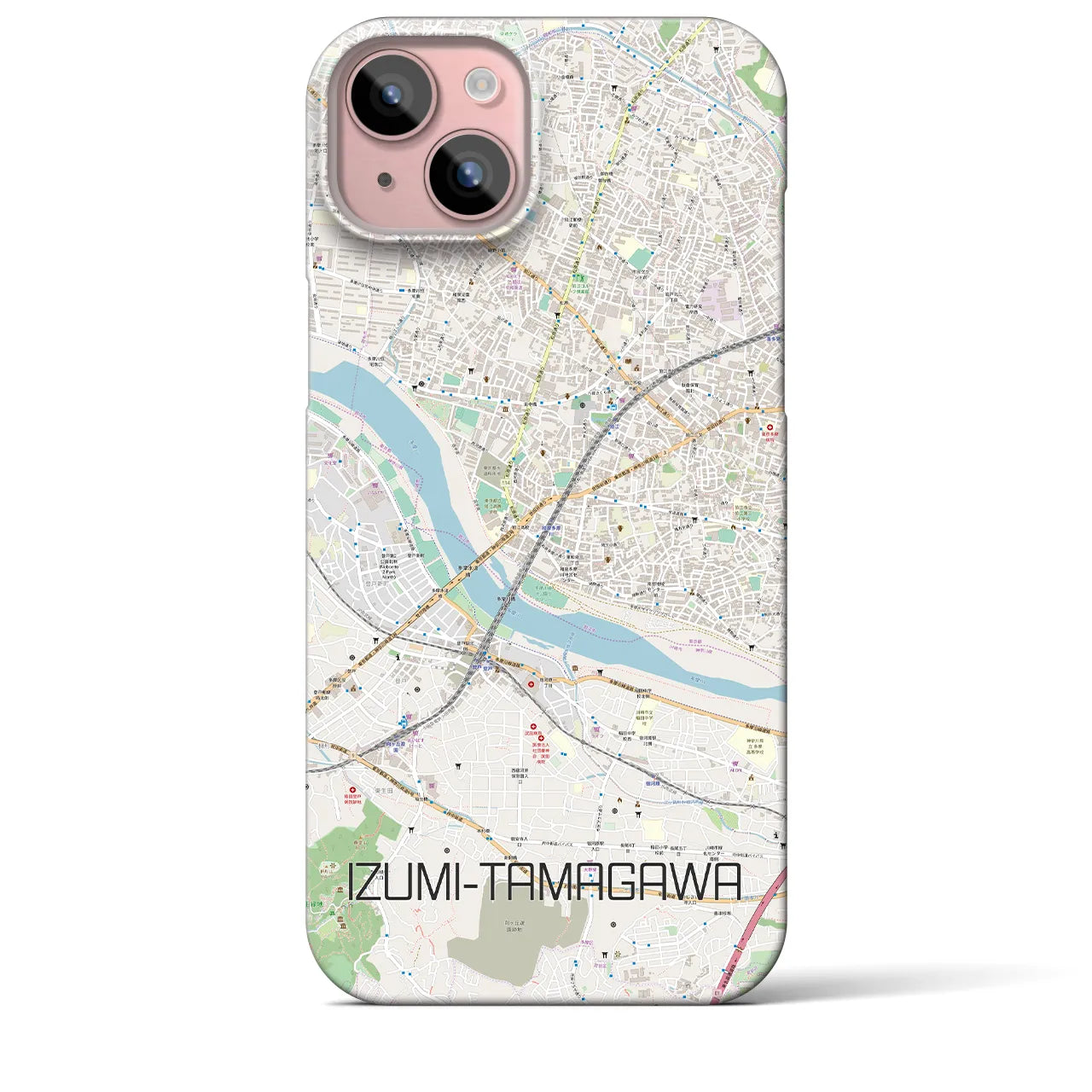 【和泉多摩川】地図柄iPhoneケース（バックカバータイプ・ナチュラル）iPhone 15 Plus 用