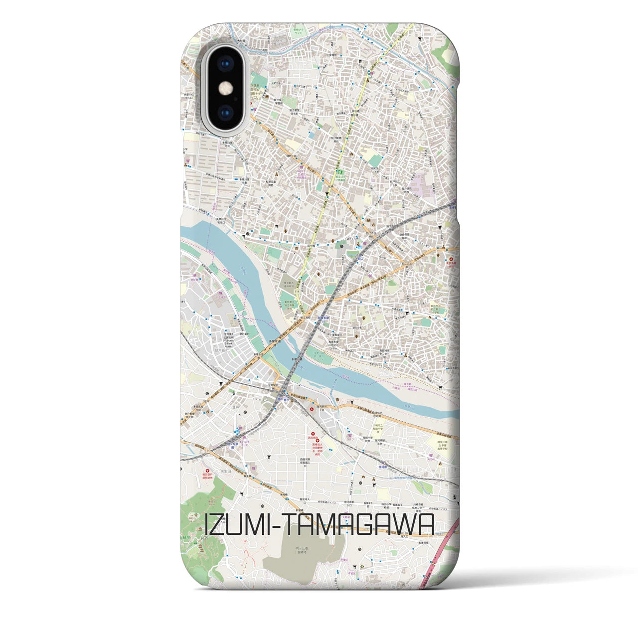 【和泉多摩川】地図柄iPhoneケース（バックカバータイプ・ナチュラル）iPhone XS Max 用
