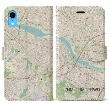 【和泉多摩川】地図柄iPhoneケース（手帳両面タイプ・ナチュラル）iPhone XR 用