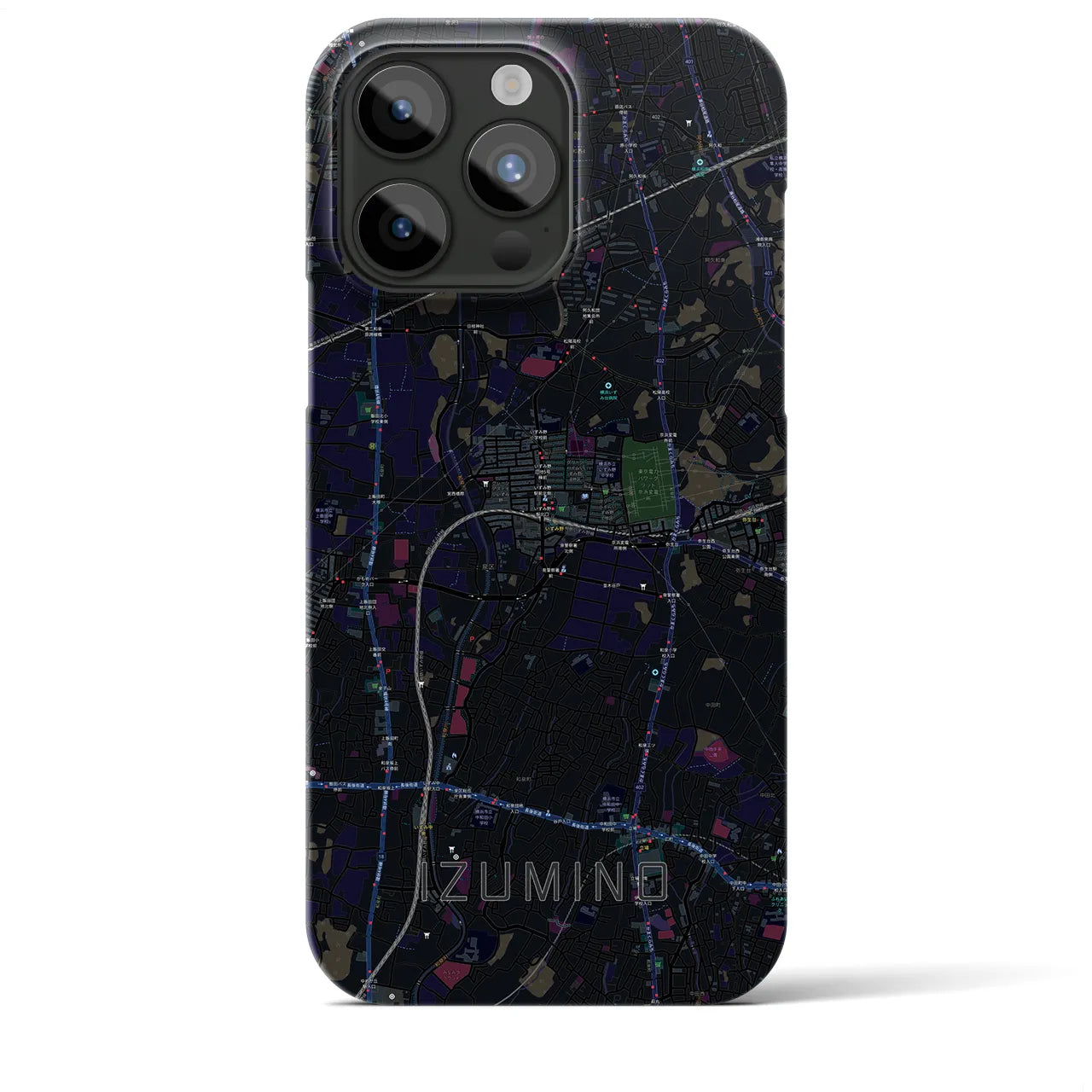 【いずみ野】地図柄iPhoneケース（バックカバータイプ・ブラック）iPhone 15 Pro Max 用
