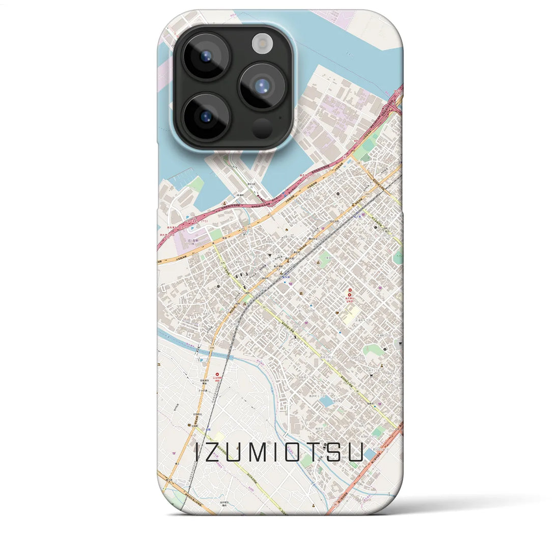 【泉大津】地図柄iPhoneケース（バックカバータイプ・ナチュラル）iPhone 15 Pro Max 用