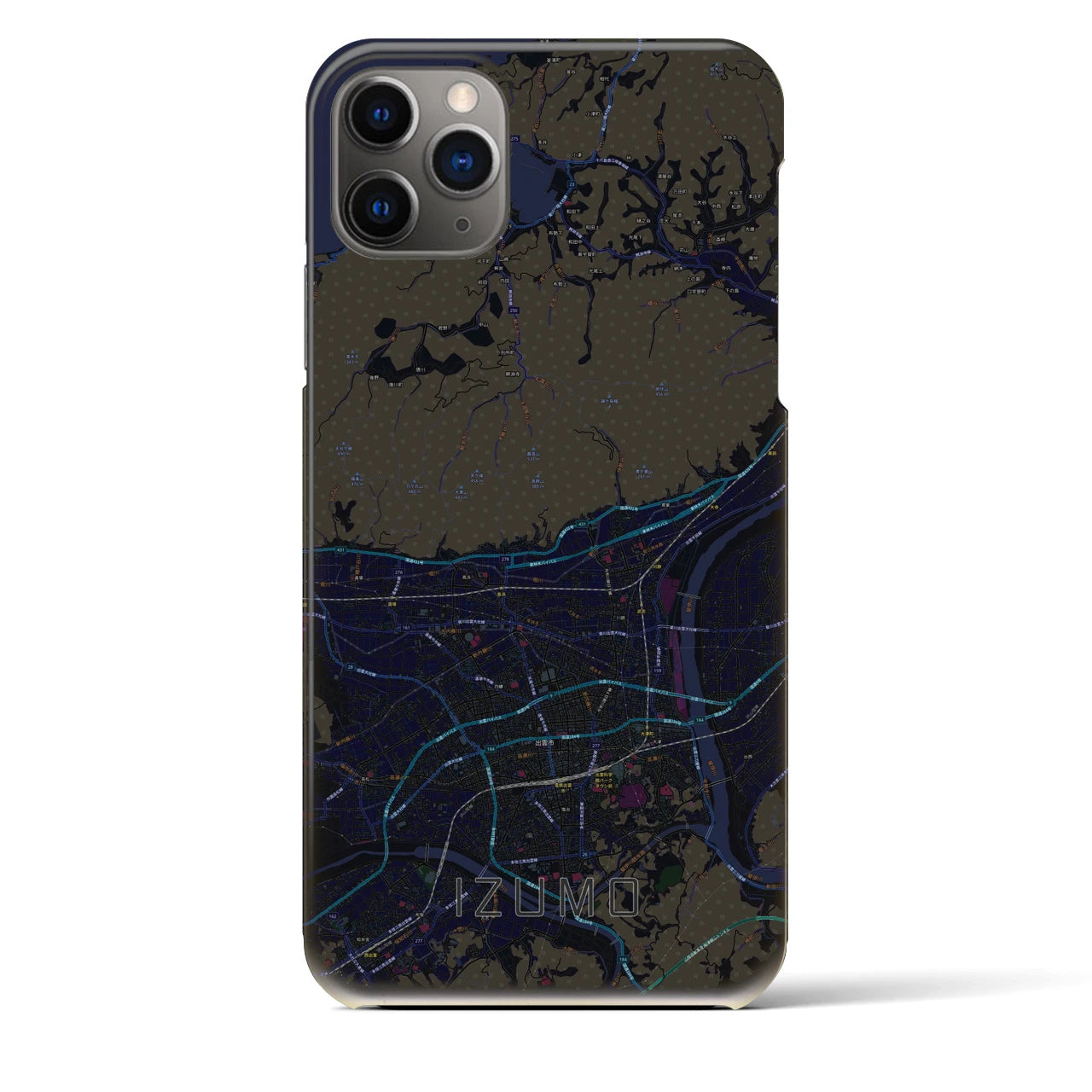 【出雲】地図柄iPhoneケース（バックカバータイプ・ブラック）iPhone 11 Pro Max 用