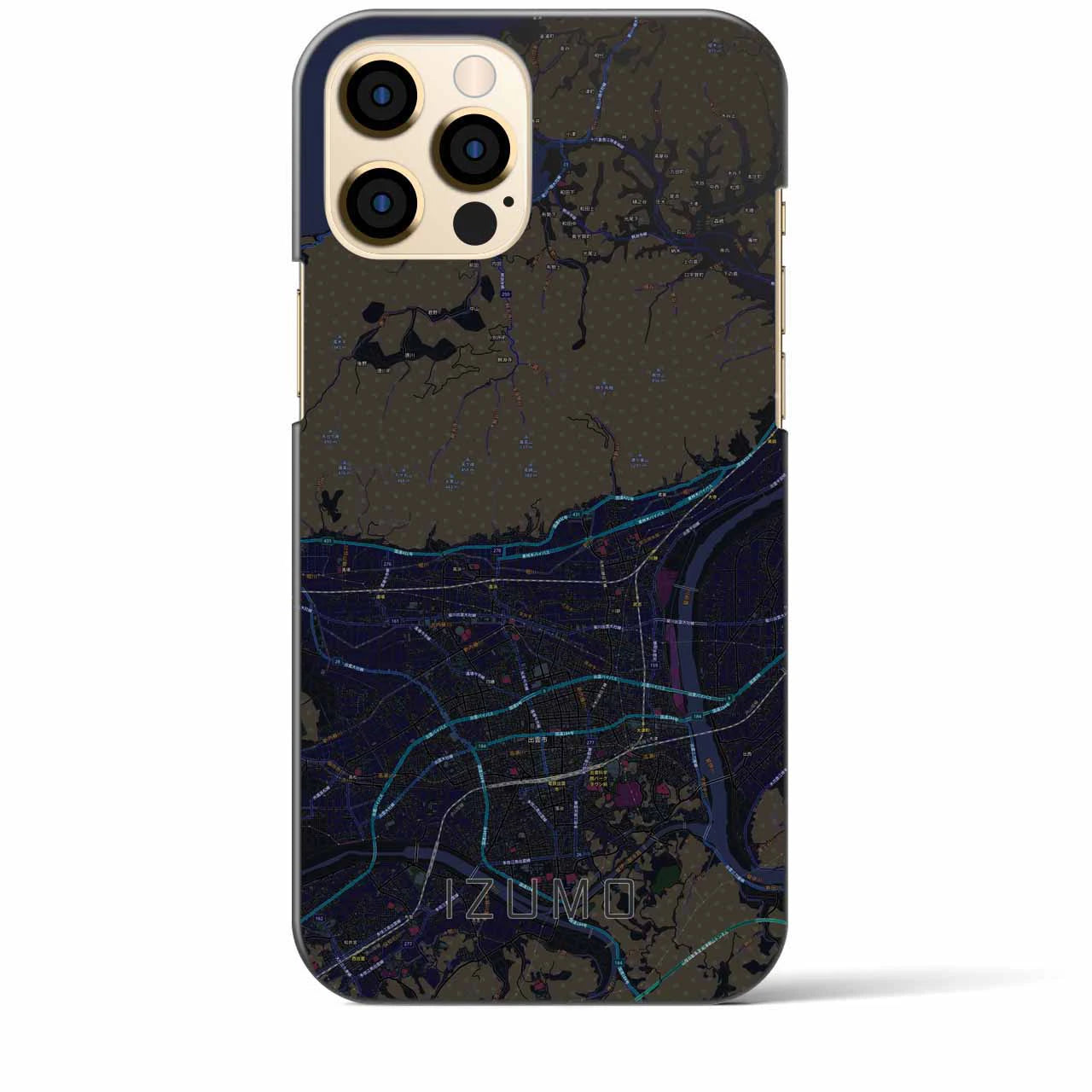 【出雲】地図柄iPhoneケース（バックカバータイプ・ブラック）iPhone 12 Pro Max 用