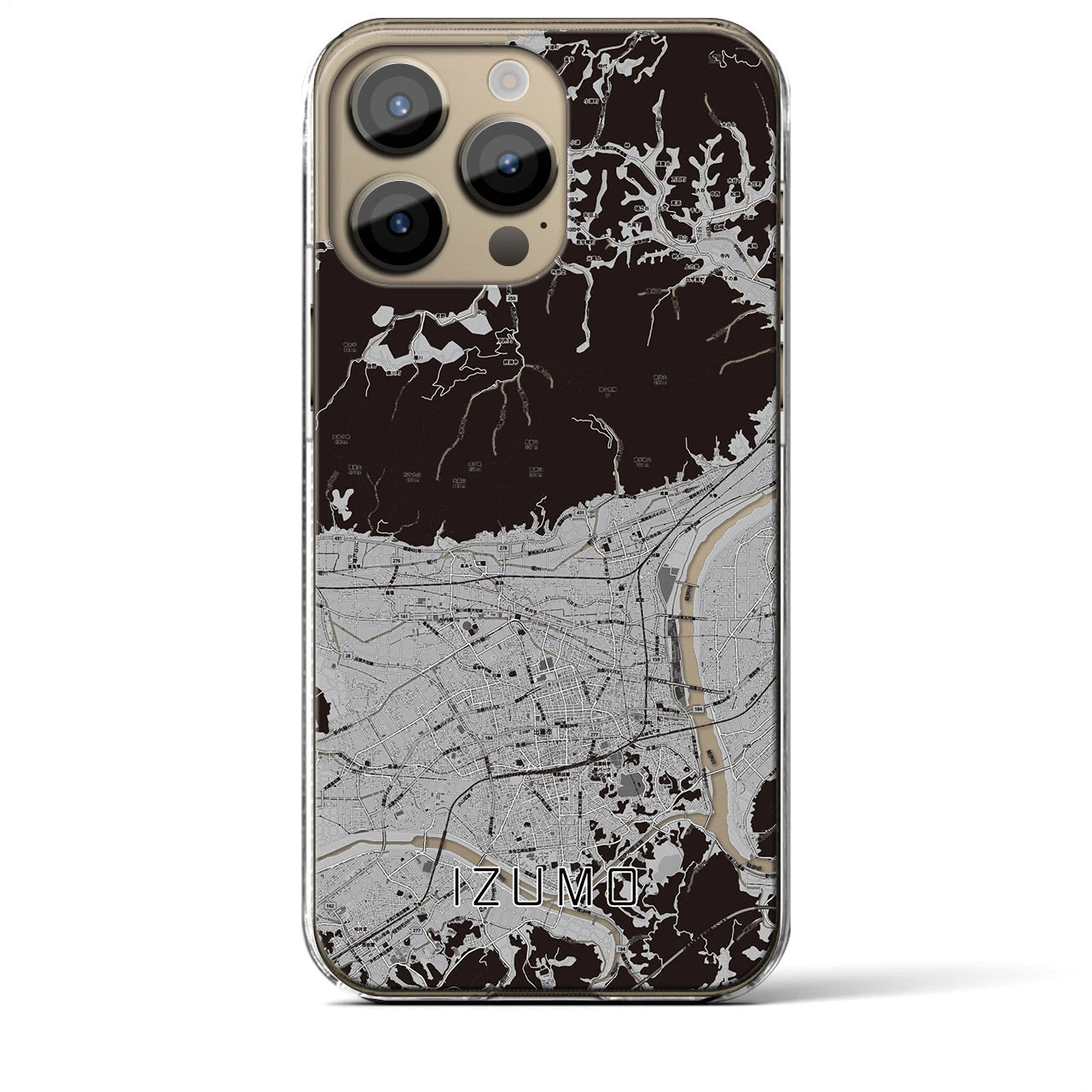 【出雲】地図柄iPhoneケース（クリアタイプ・モノトーン）iPhone 14 Pro Max 用
